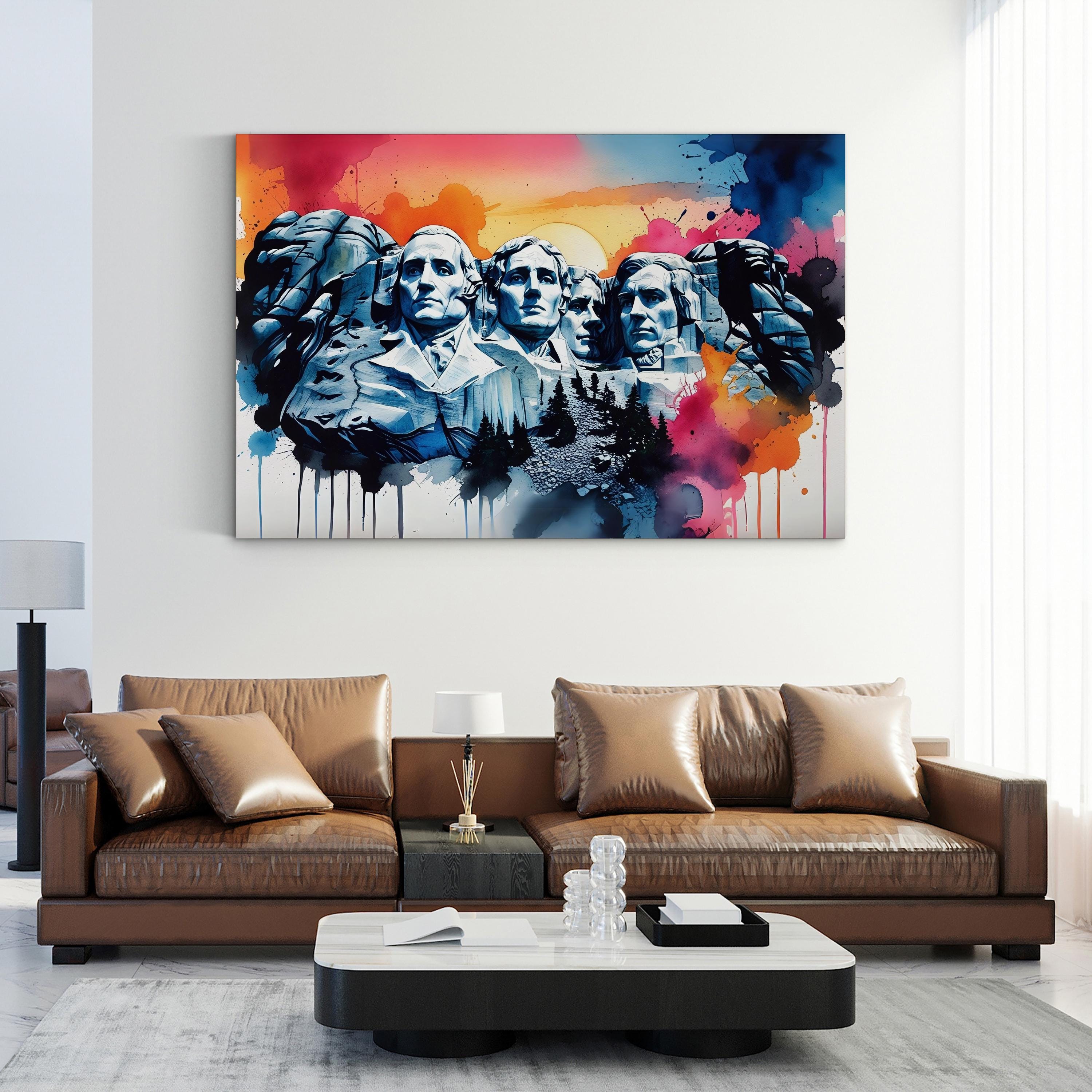 Mount Rushmore Landmark – Period Illustration Wall Art | American Canvas Print