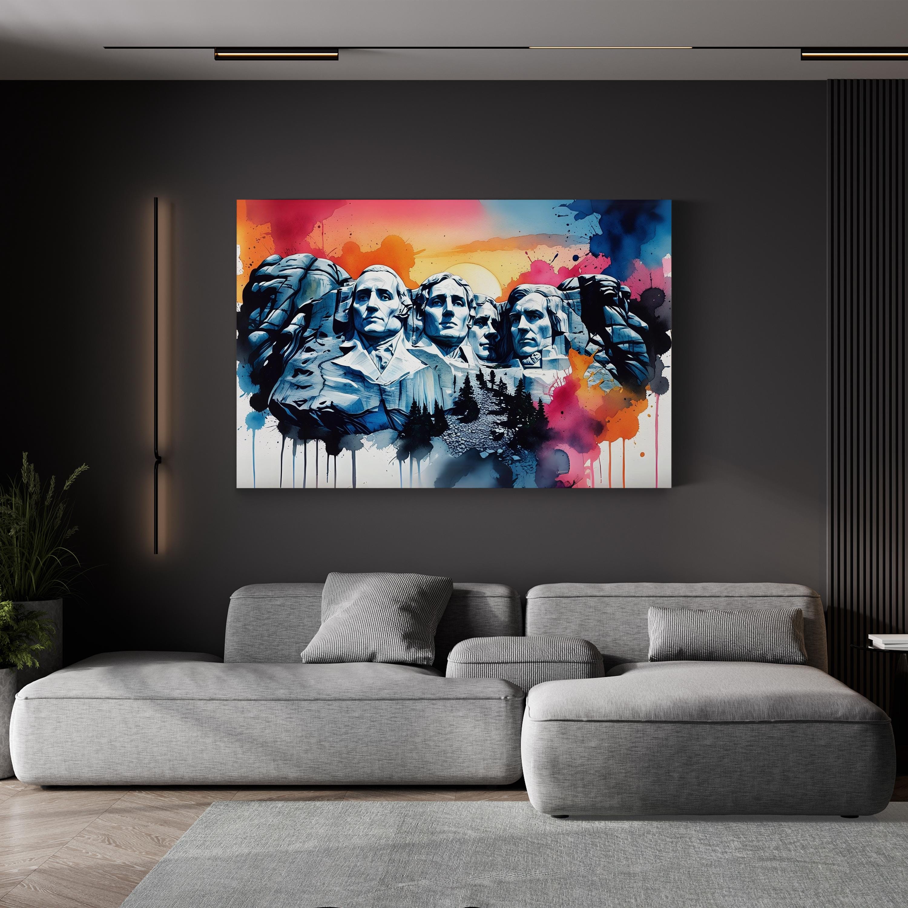 Mount Rushmore Landmark – Period Illustration Wall Art | American Canvas Print