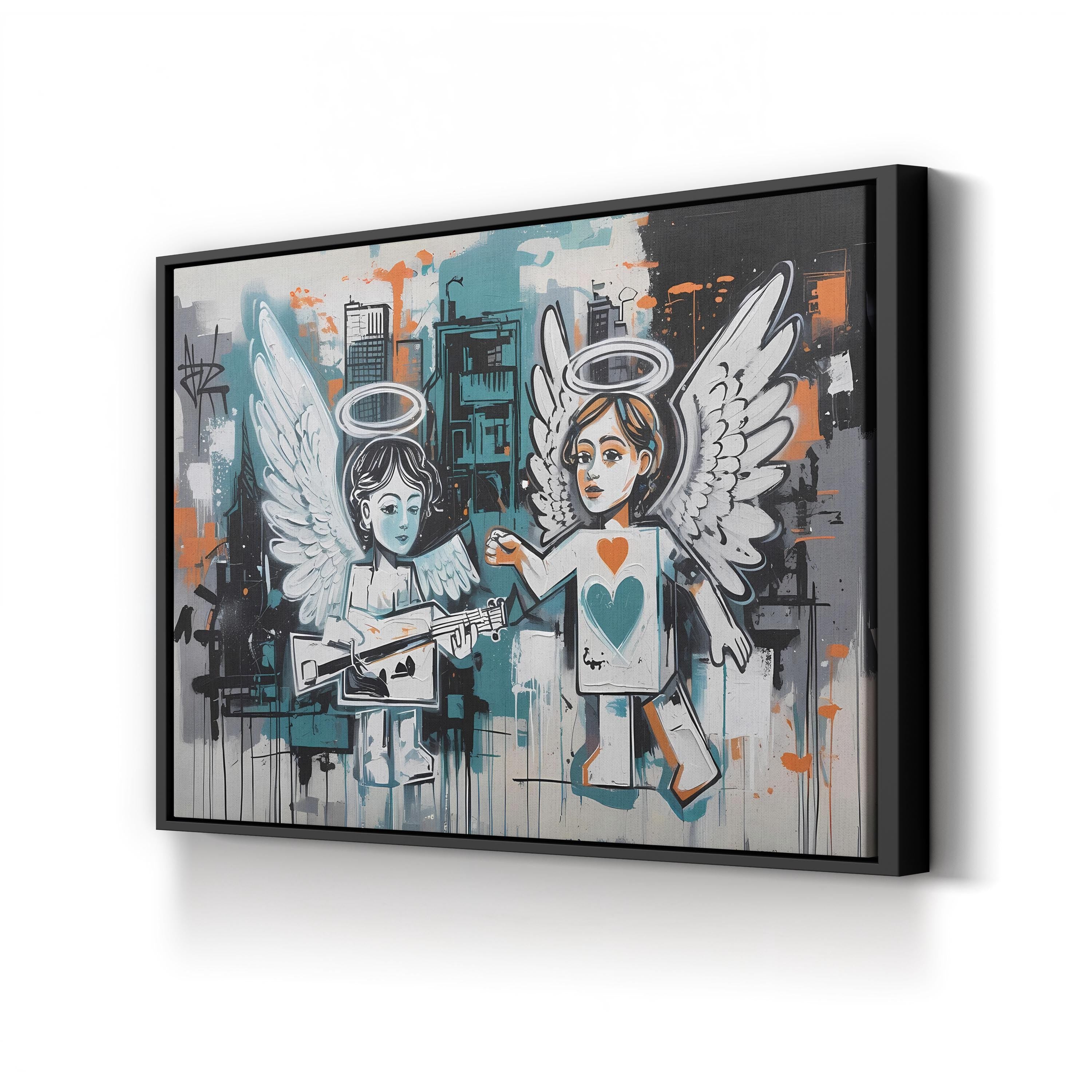 Music Muse Graffiti Angel – Period Illustration Wall Art | Abstract Street Canvas Print