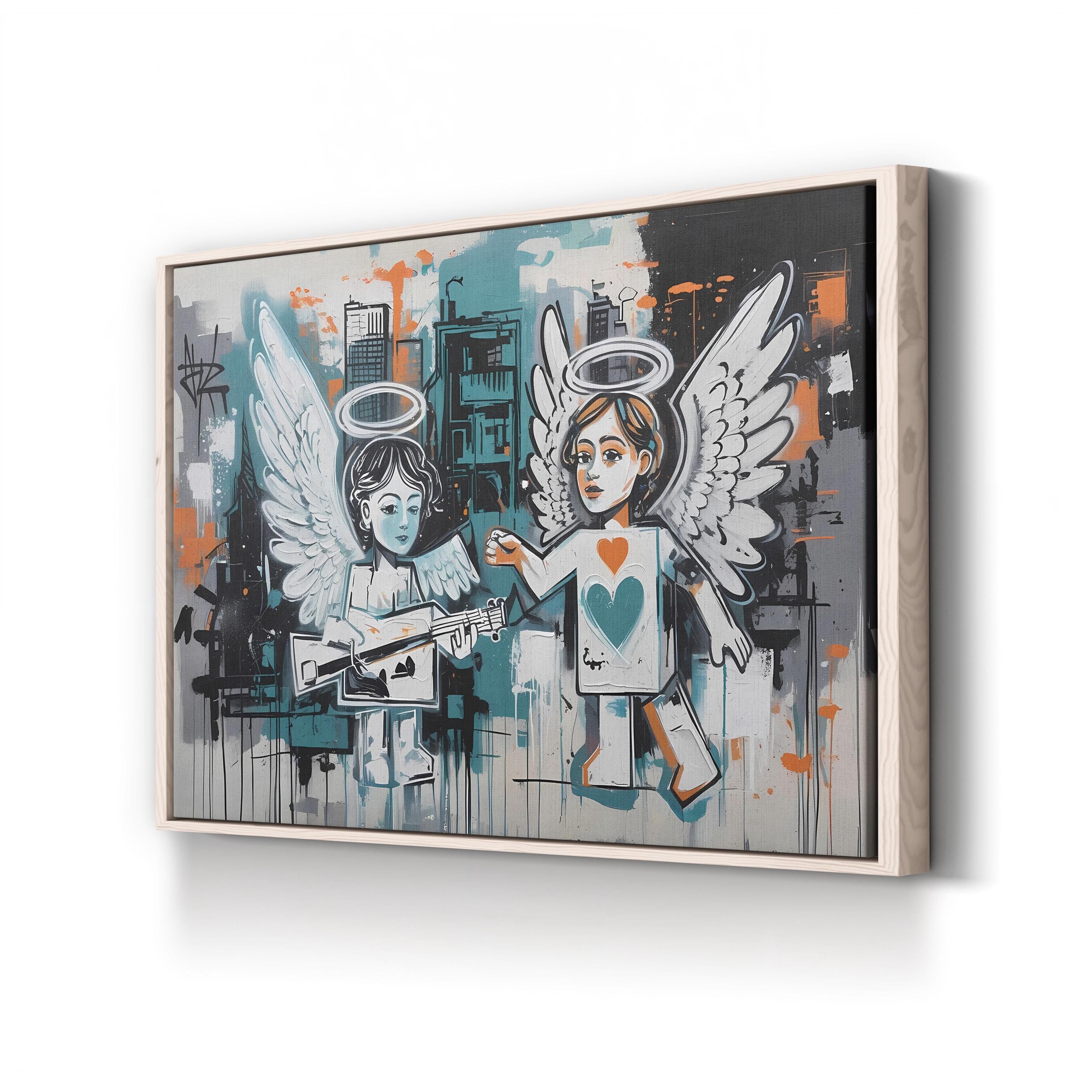 Music Muse Graffiti Angel – Period Illustration Wall Art | Abstract Street Canvas Print
