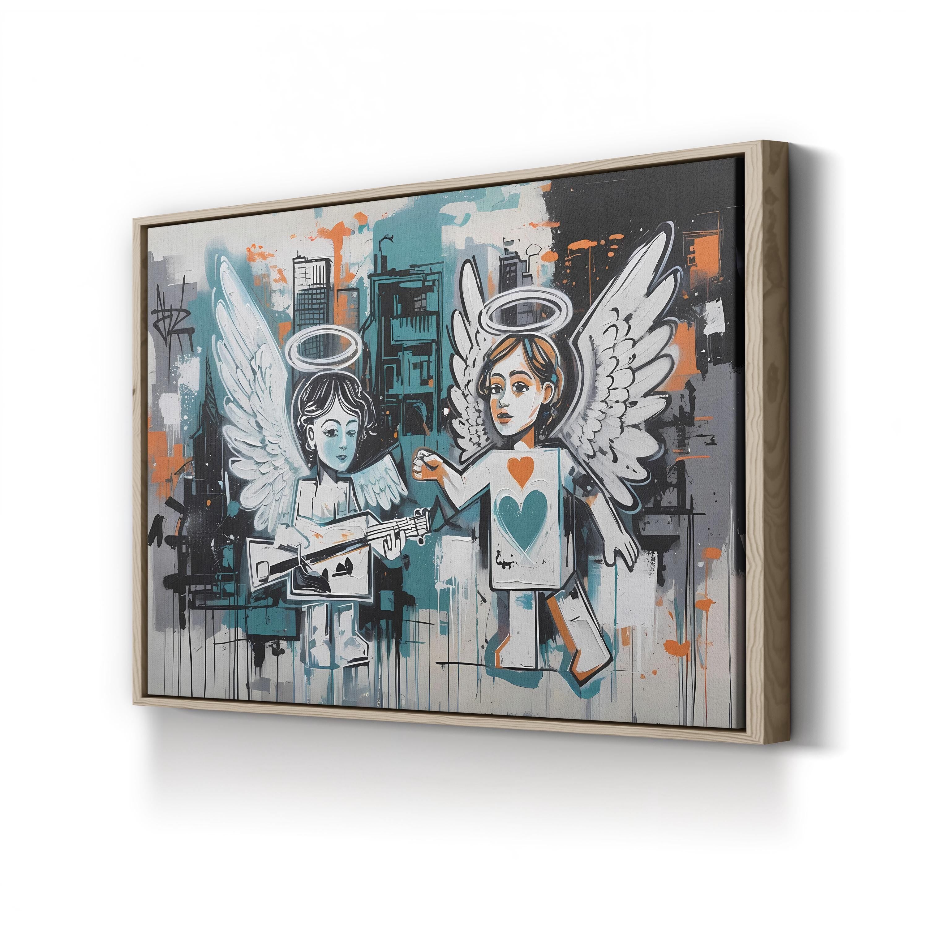 Music Muse Graffiti Angel – Period Illustration Wall Art | Abstract Street Canvas Print