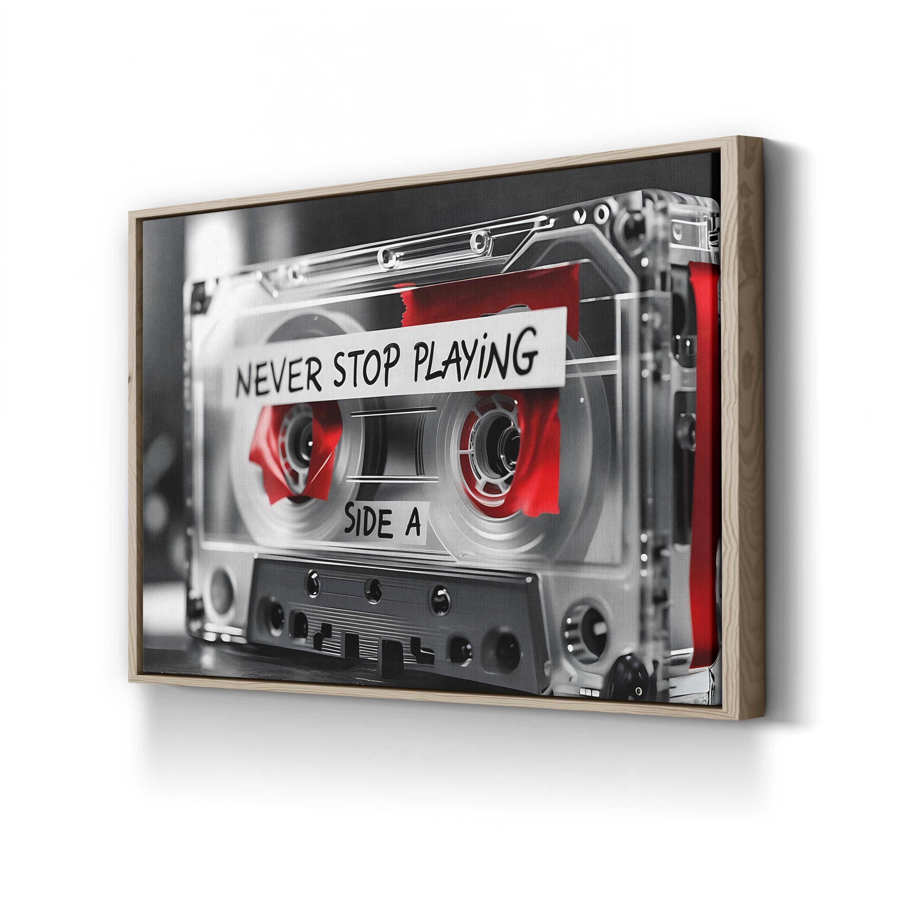 Retro Cassette Tape – Period Illustration Wall Art | 1980s Music Canvas Print