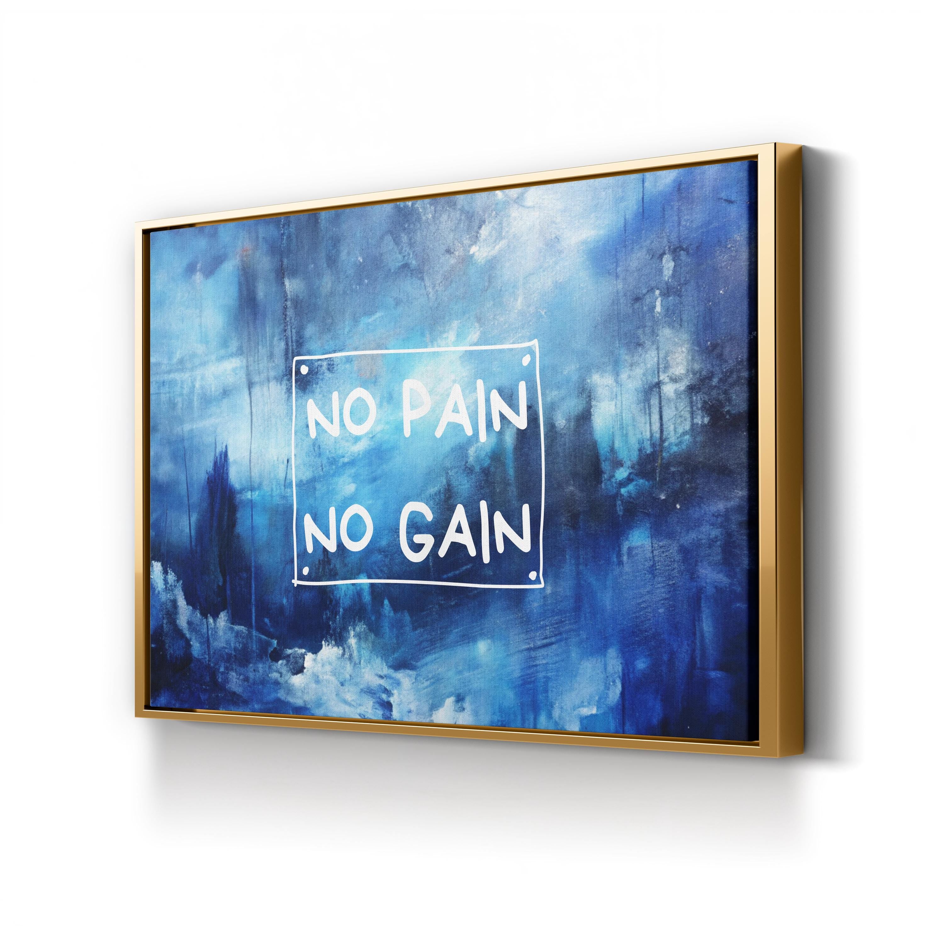No Pain No Gain Motivational Canvas Print | Modern Fitness Quote Wall Art
