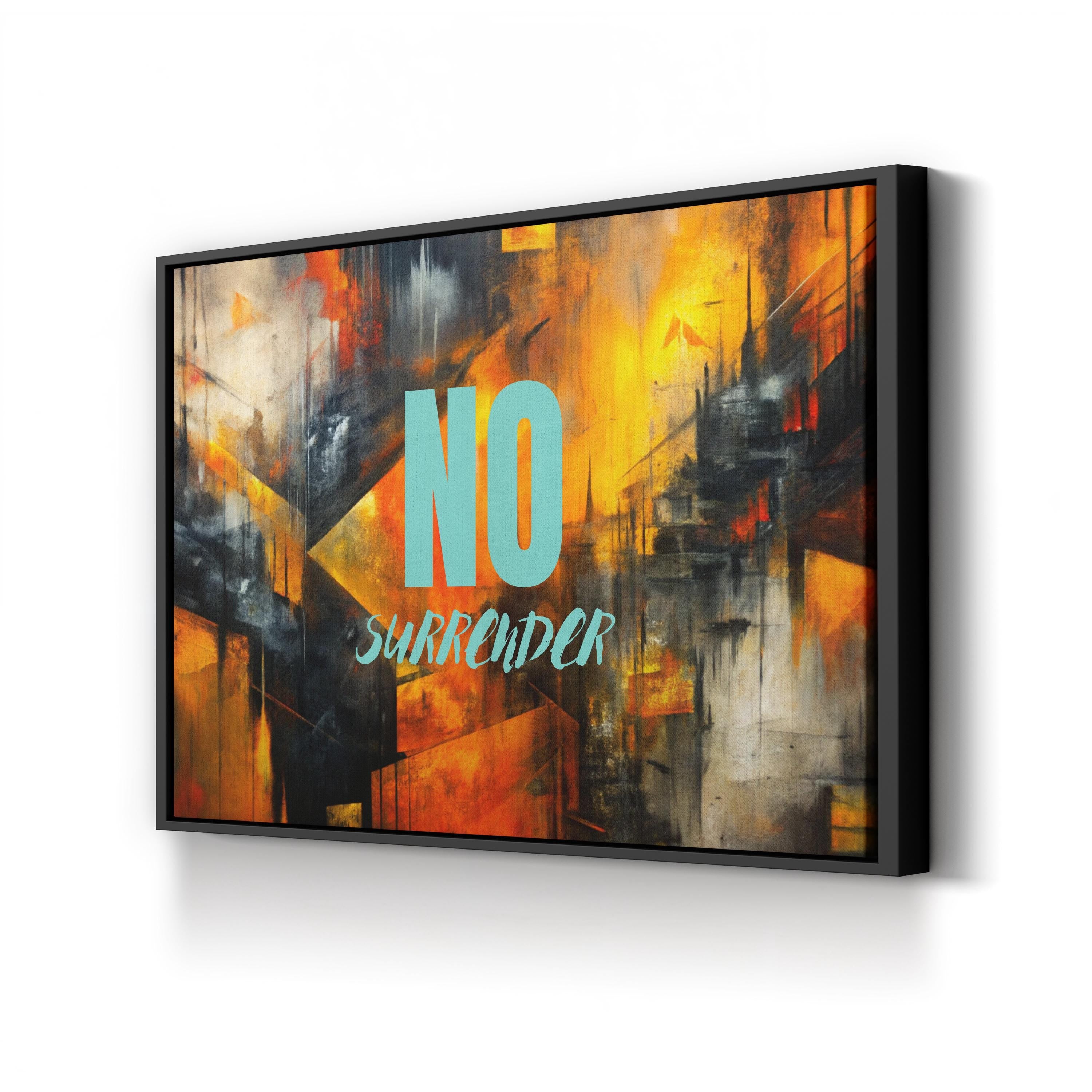 No Surrender Motivational Canvas Art | Modern Geometric Typography Wall Art