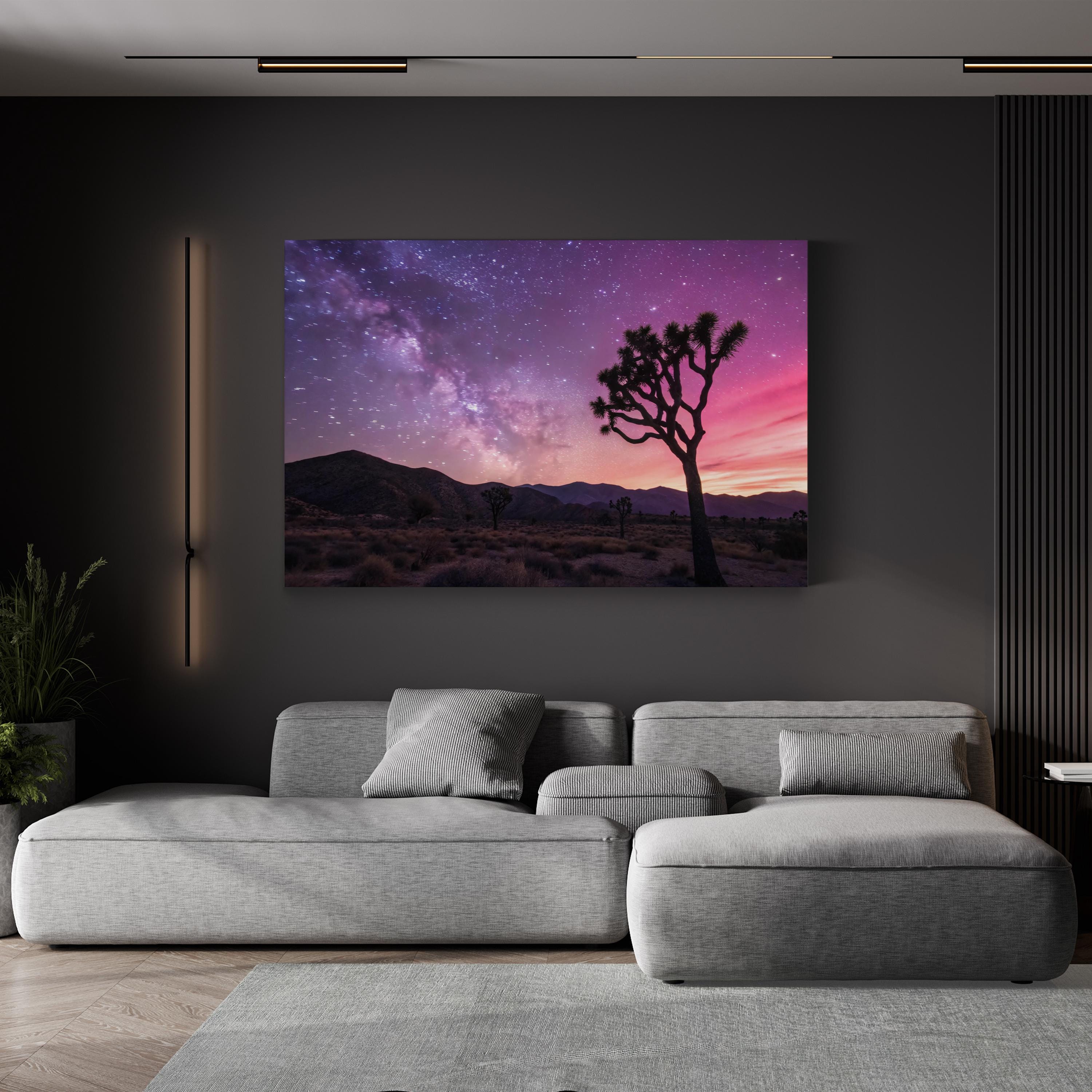 Northern Lights Joshua Tree – Vintage Photography Wall Art | Desert Night Canvas Print