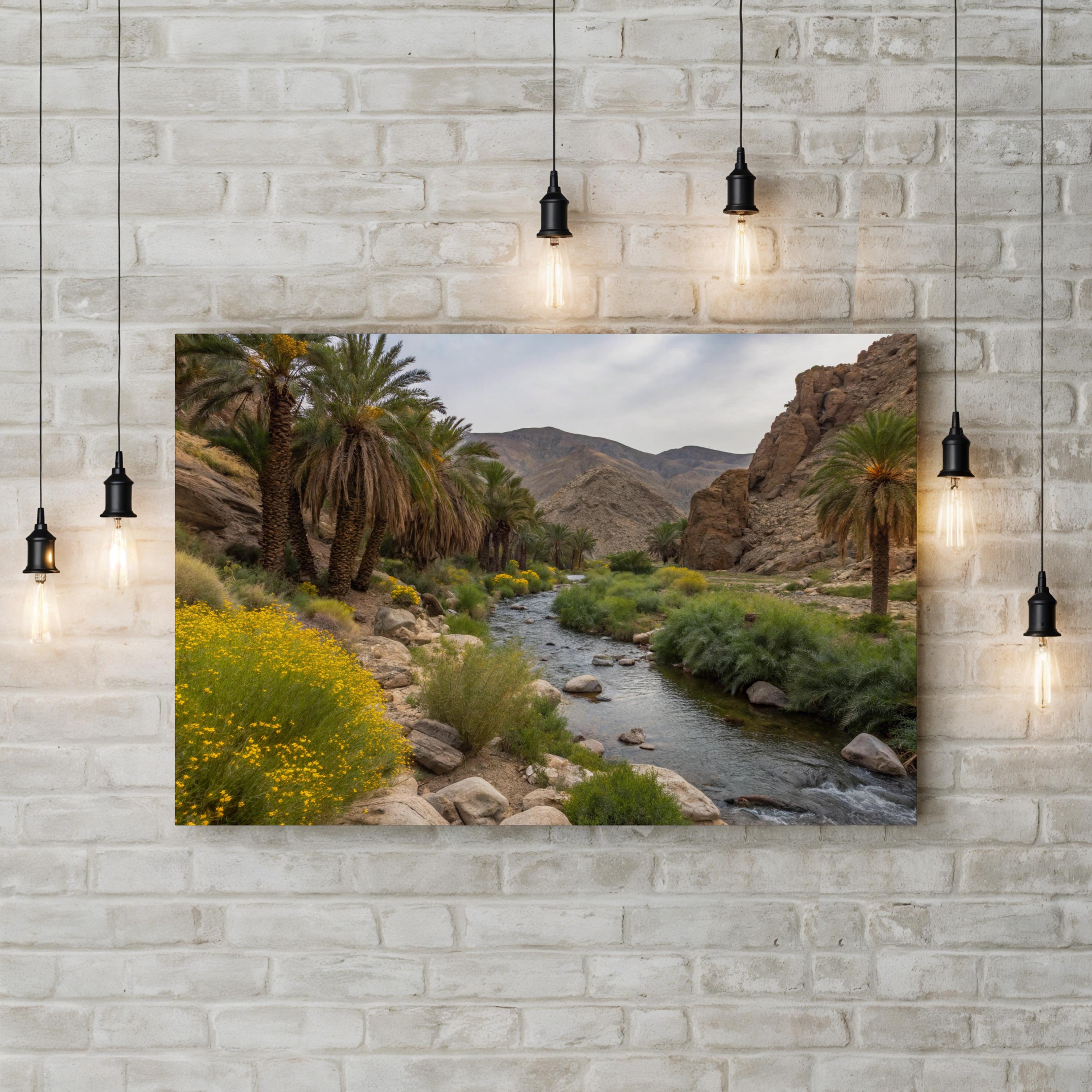 Indian Canyons Oasis — Palm Springs, California Desert Mountain Canvas Wall Art