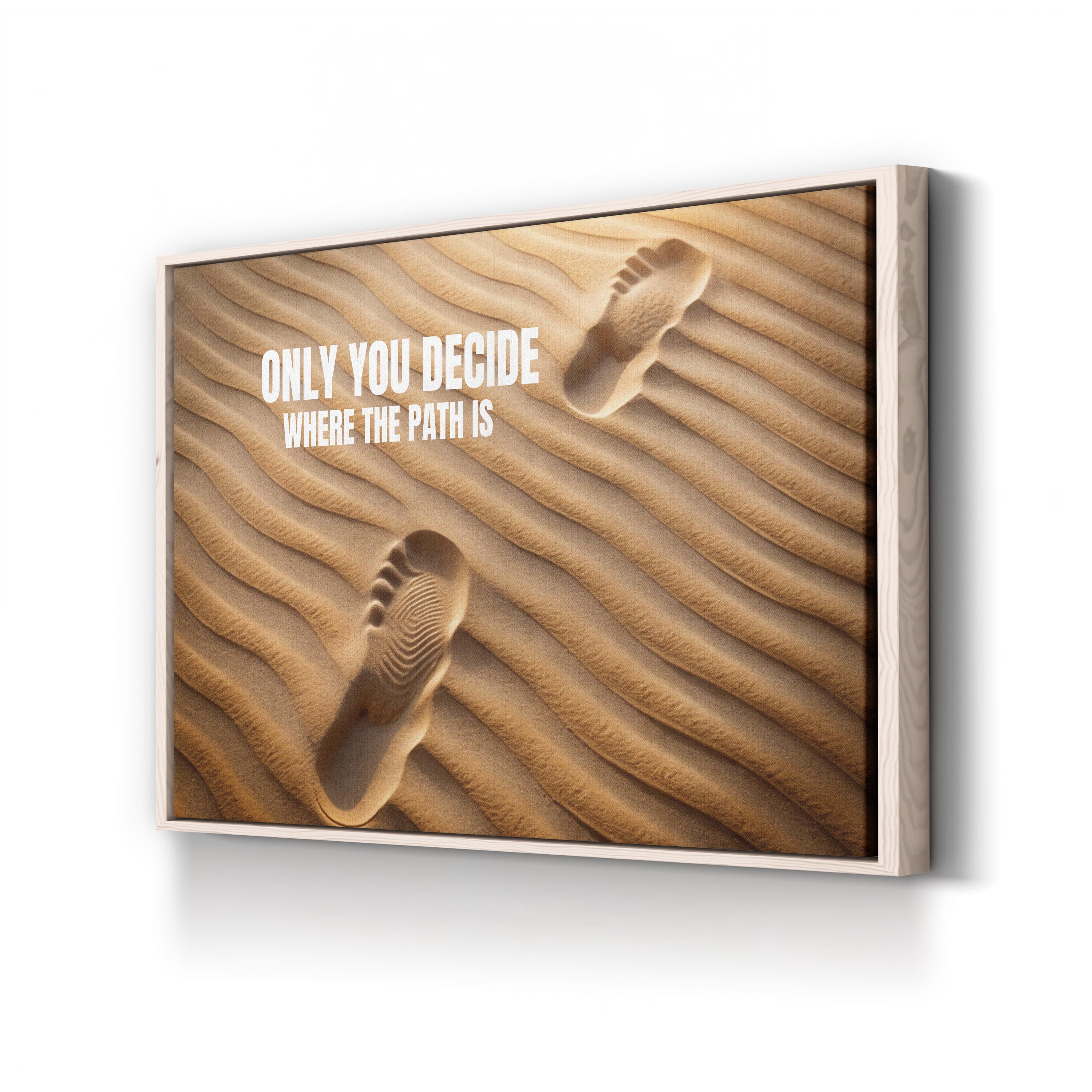 Footprints in Sand Motivational Canvas Print |  Desert Typography Wall Art