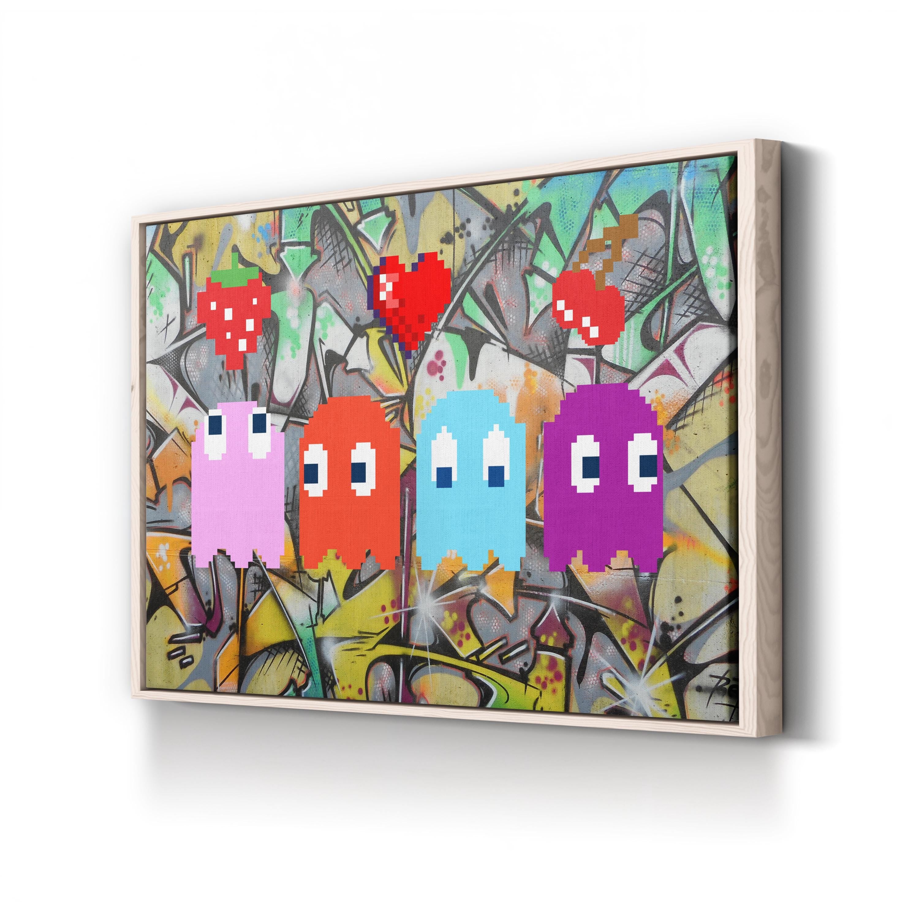 Pac-Man Graffiti Canvas Print | Retro Gaming Pixel Art Wall Art