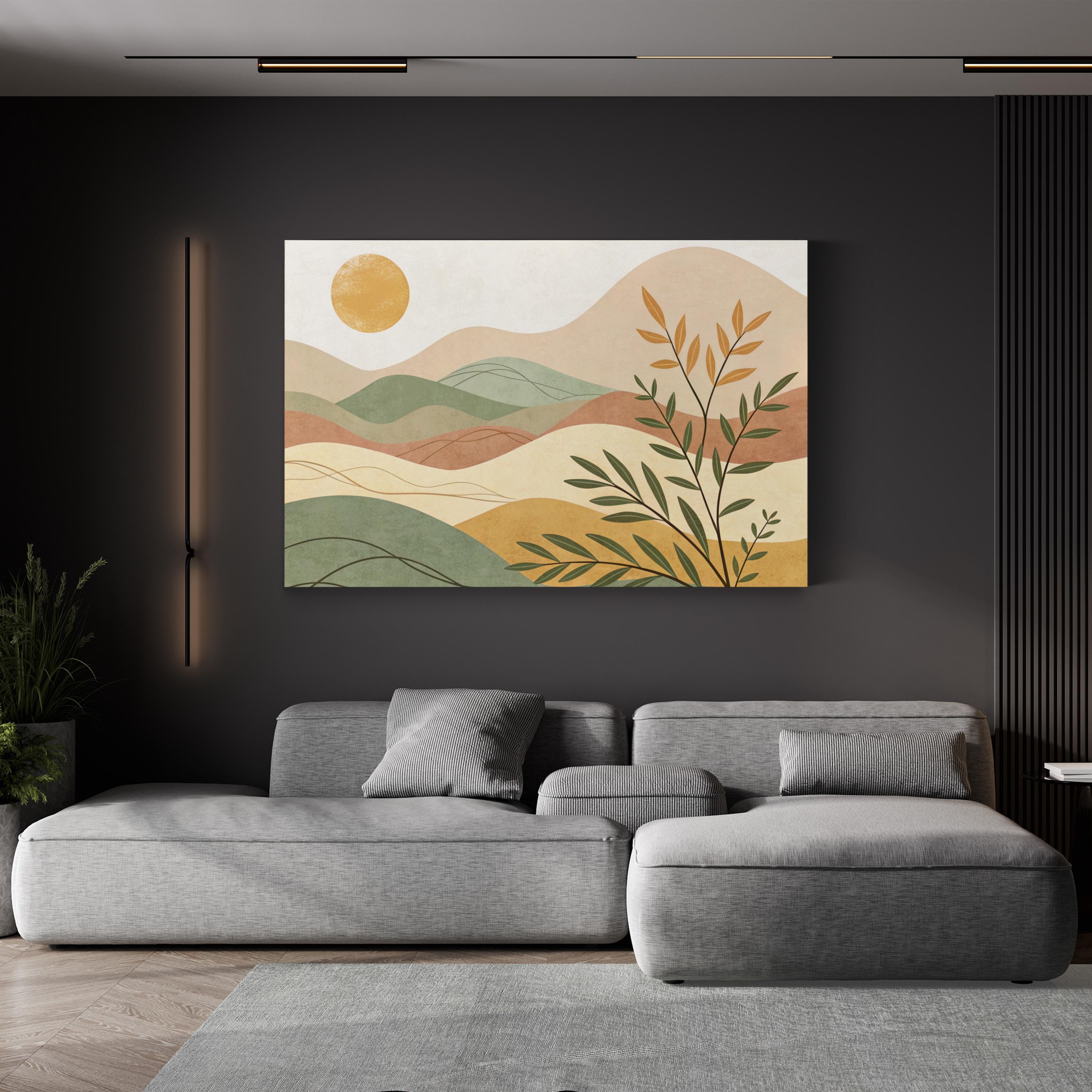 Boho Sunscape Canvas Print: Abstract Landscape Wall Art