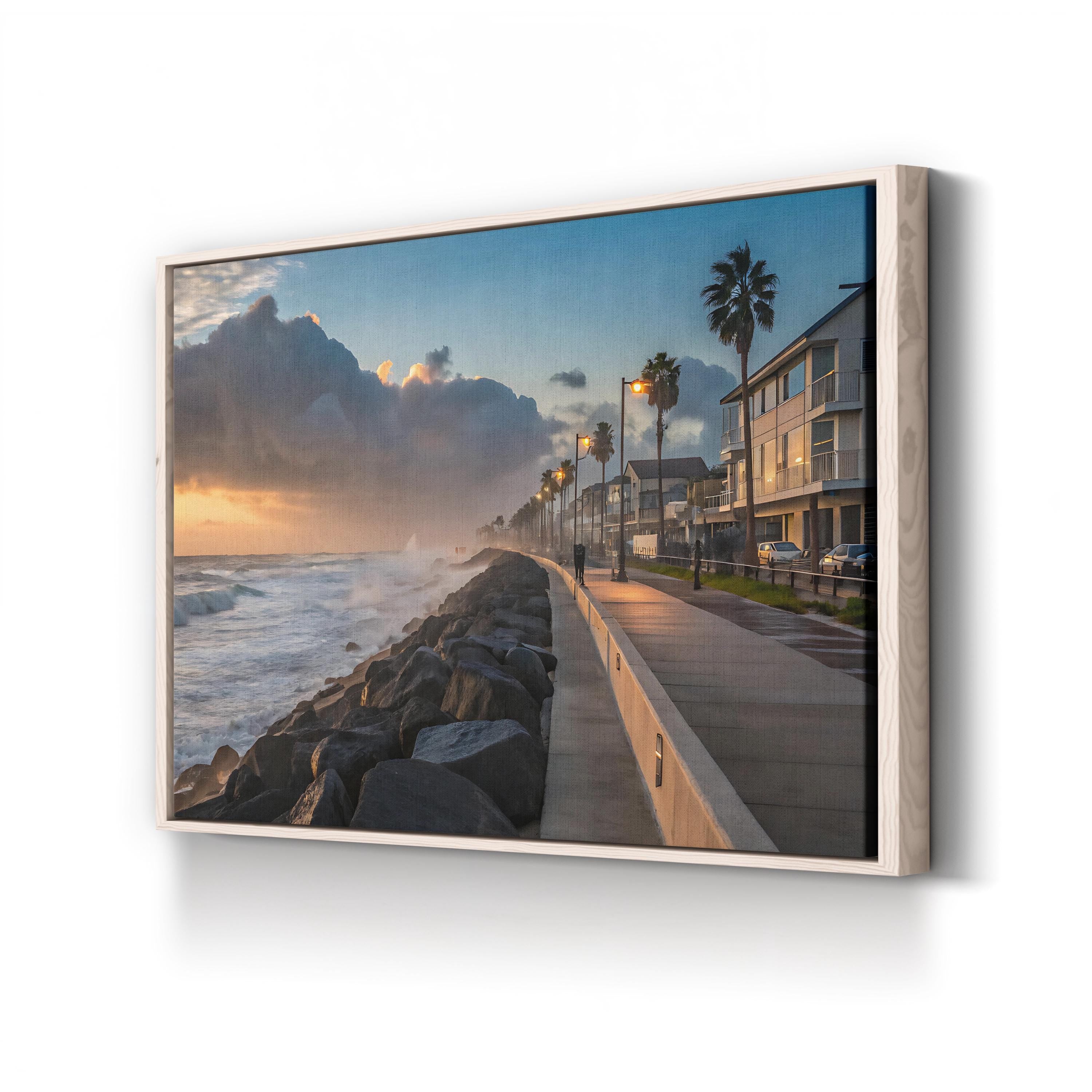 Soft Pastel Sunrise Canvas Art Print: Abstract Coastal Morning Landscape