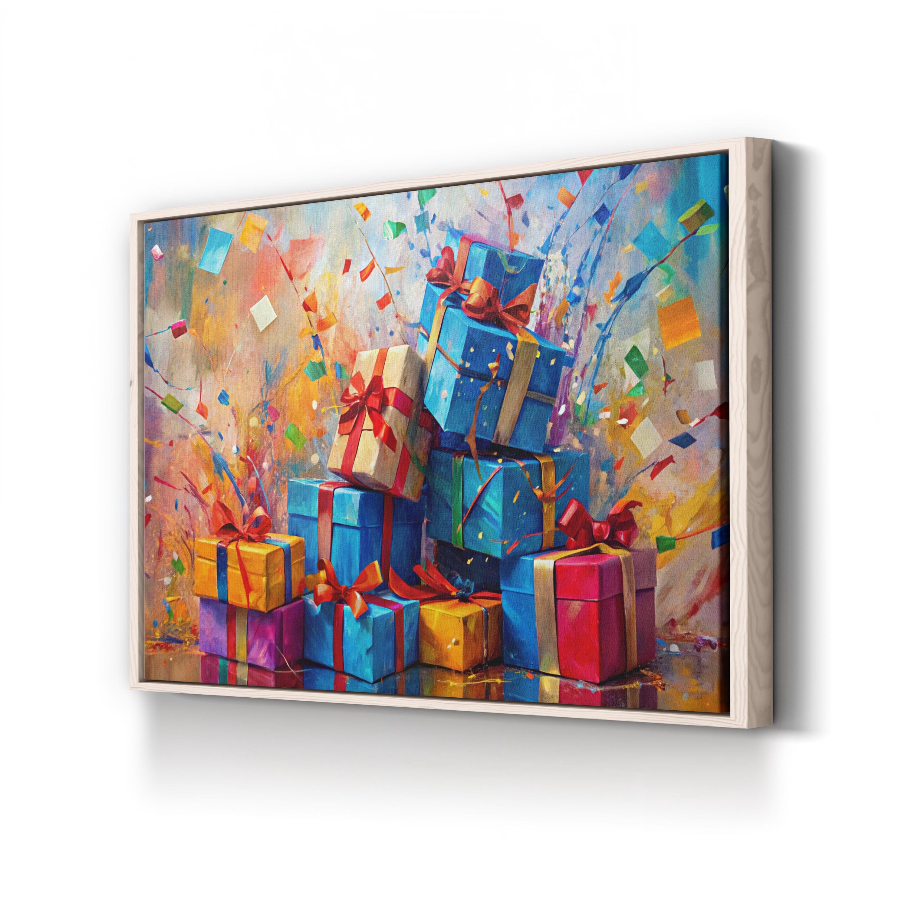 Festive Presents Canvas Print – Colorful Holiday Gift Wall Art