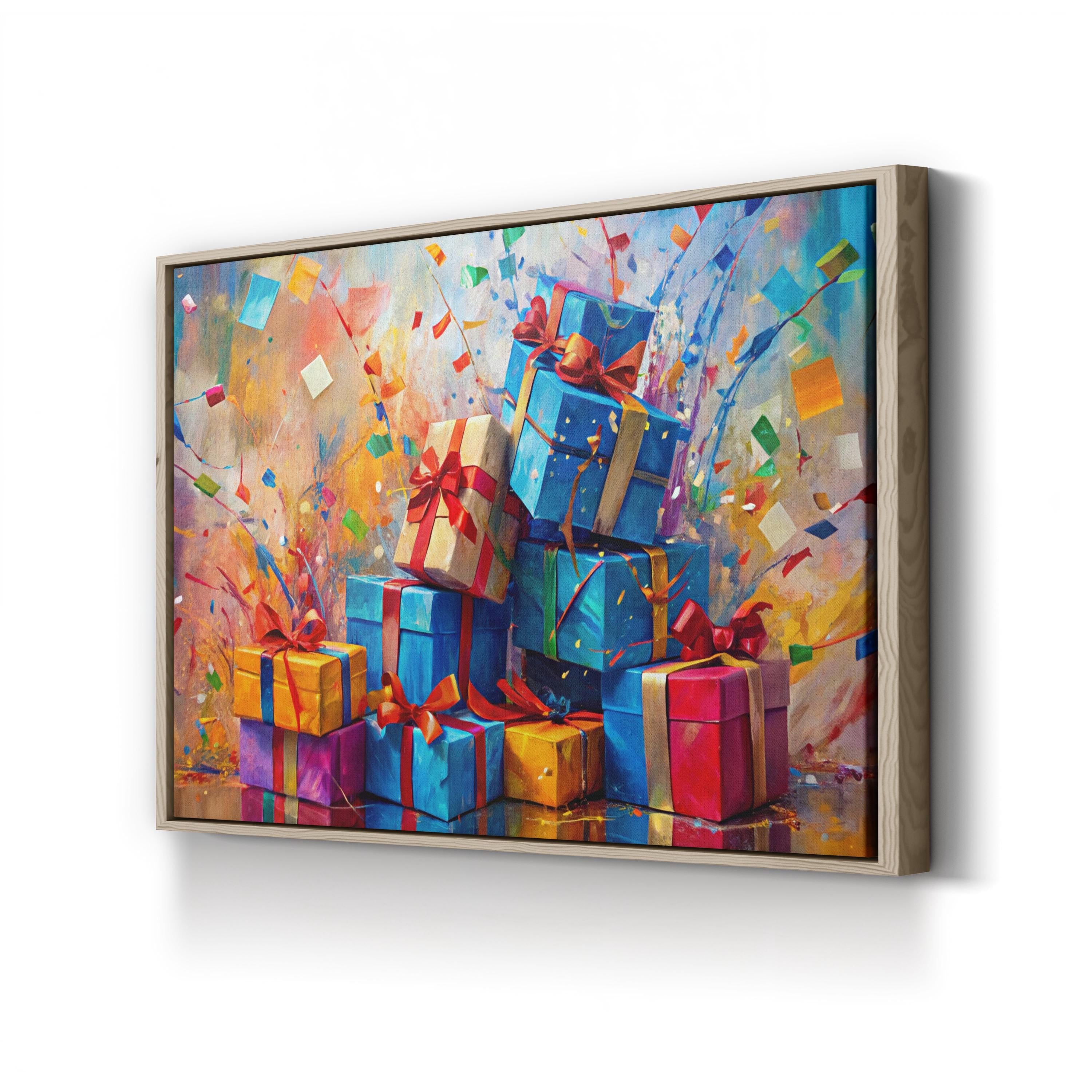 Festive Presents Canvas Print – Colorful Holiday Gift Wall Art
