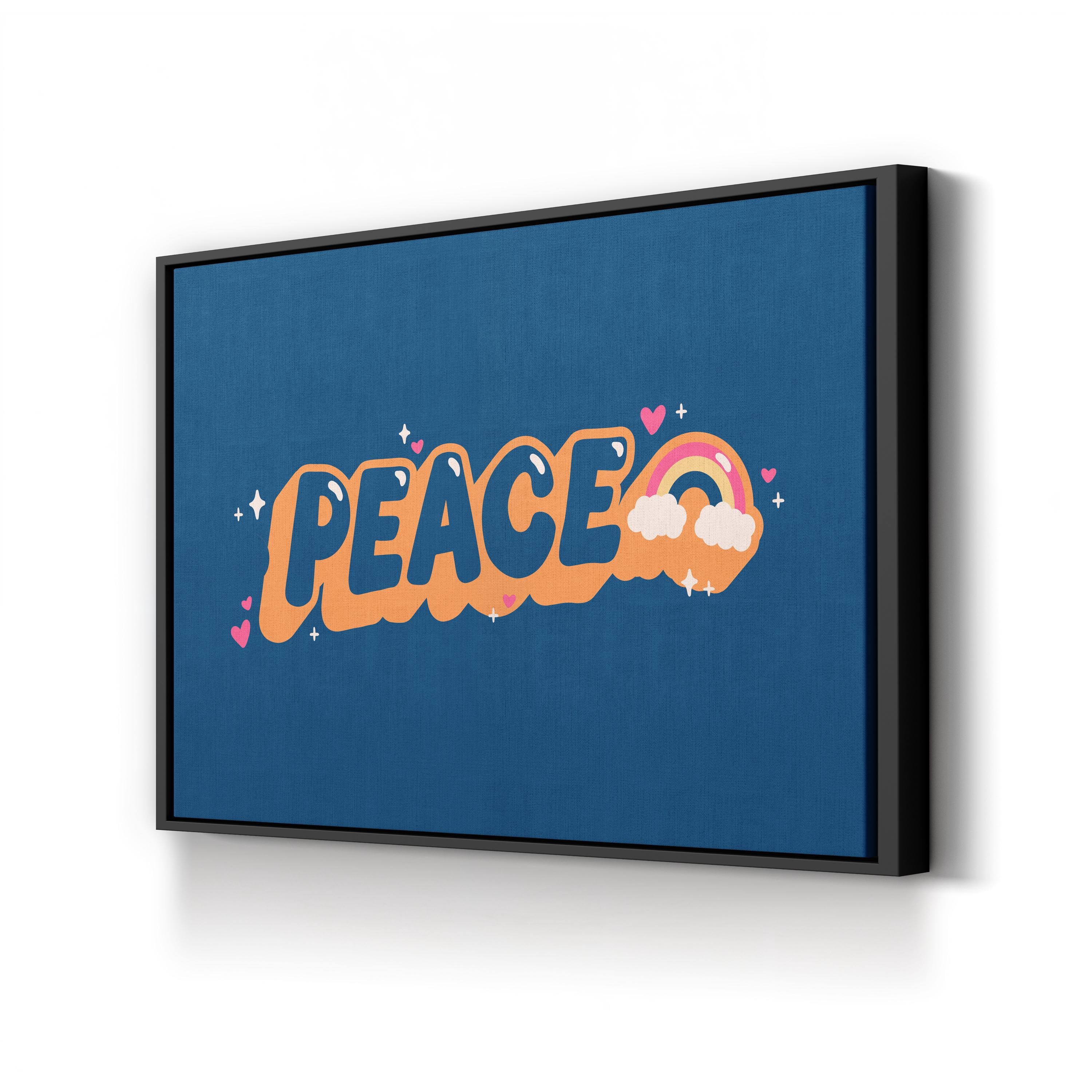 Peace and Rainbow Cloud Typography Inspirational Wall Art
