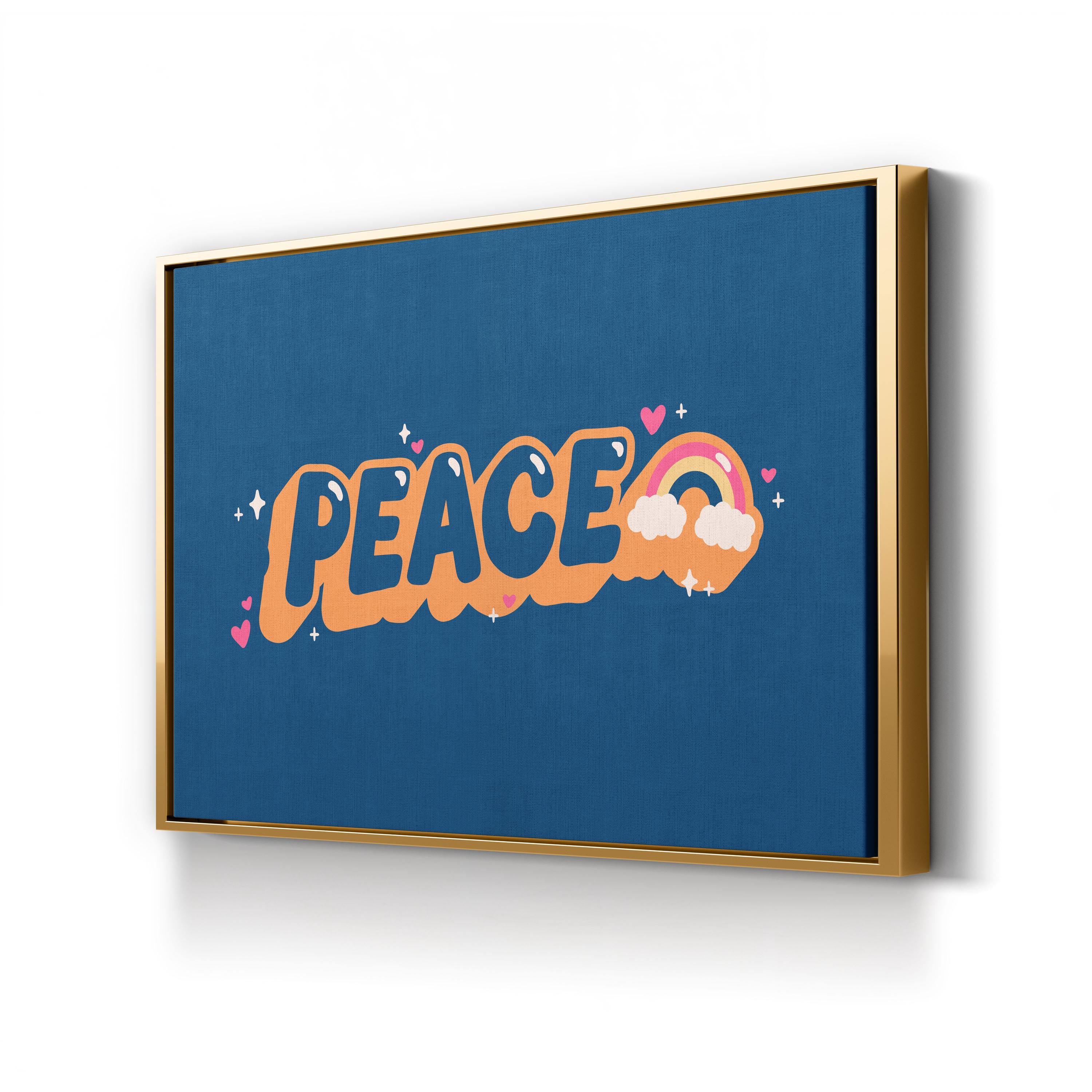 Peace and Rainbow Cloud Typography Inspirational Wall Art