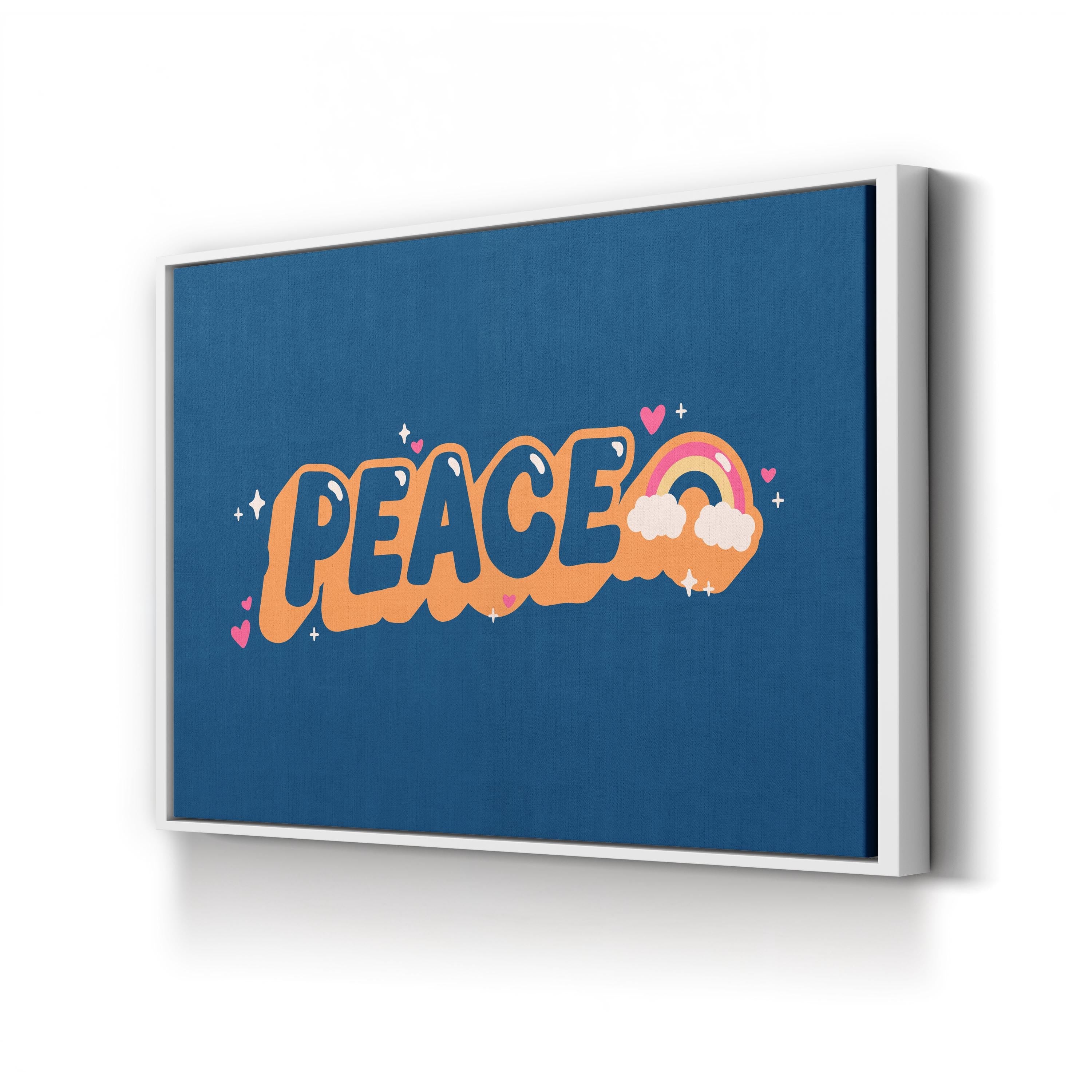 Peace and Rainbow Cloud Typography Inspirational Wall Art