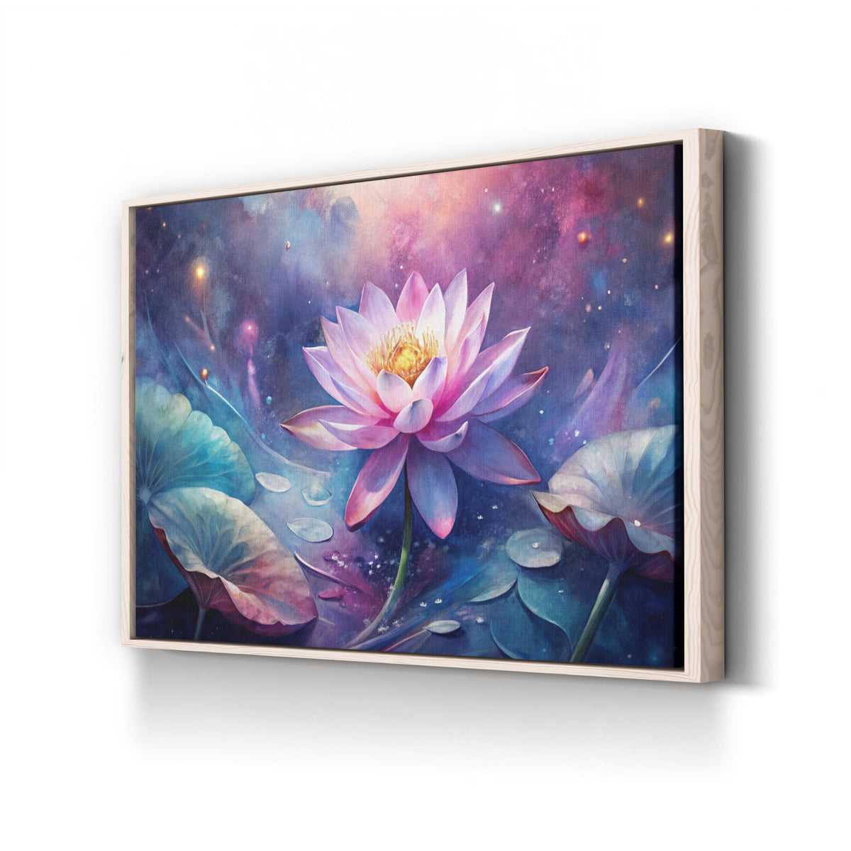 Tranquil Lotus Bloom canvas print in natural framed canvas