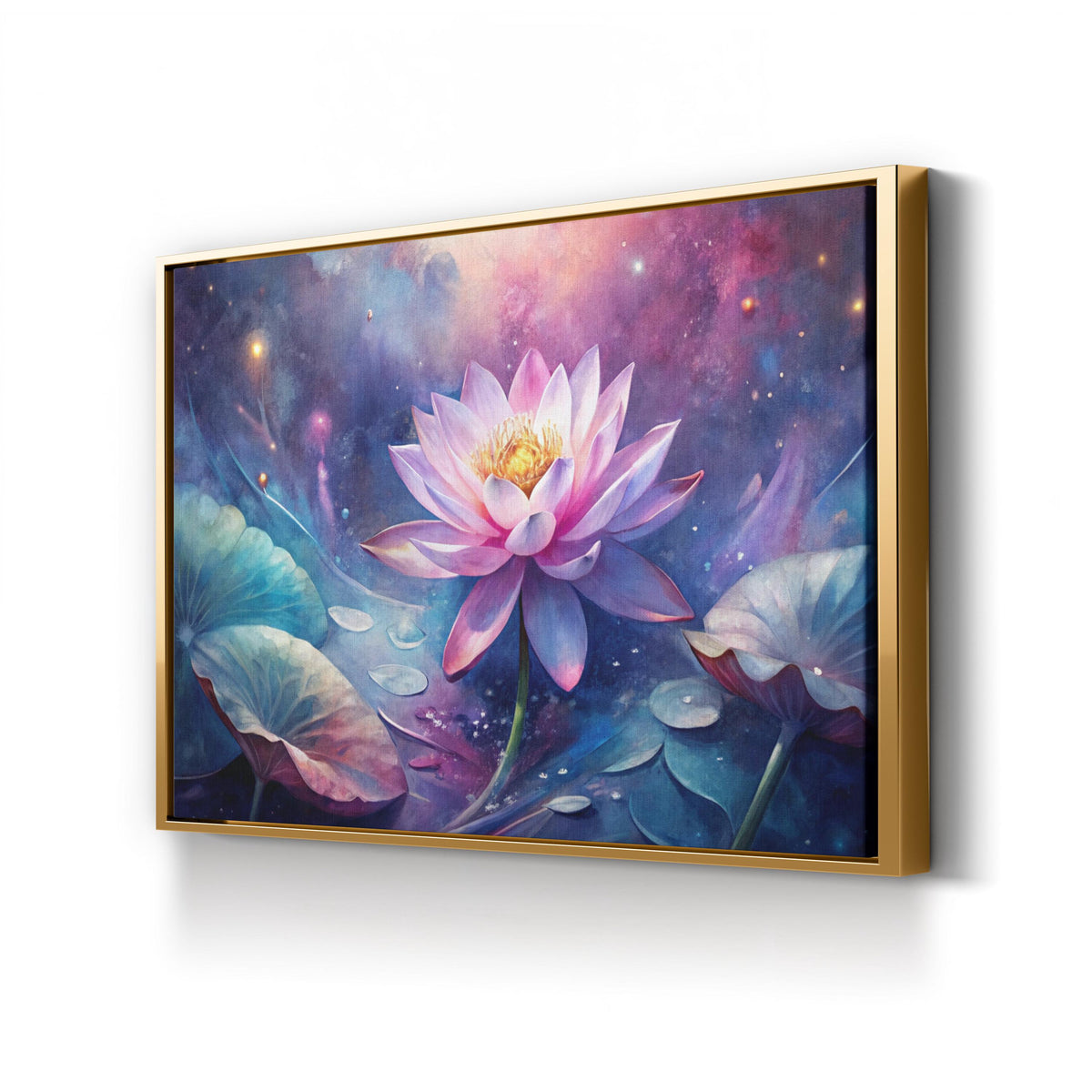 Tranquil Lotus Bloom canvas print in gold framed canvas