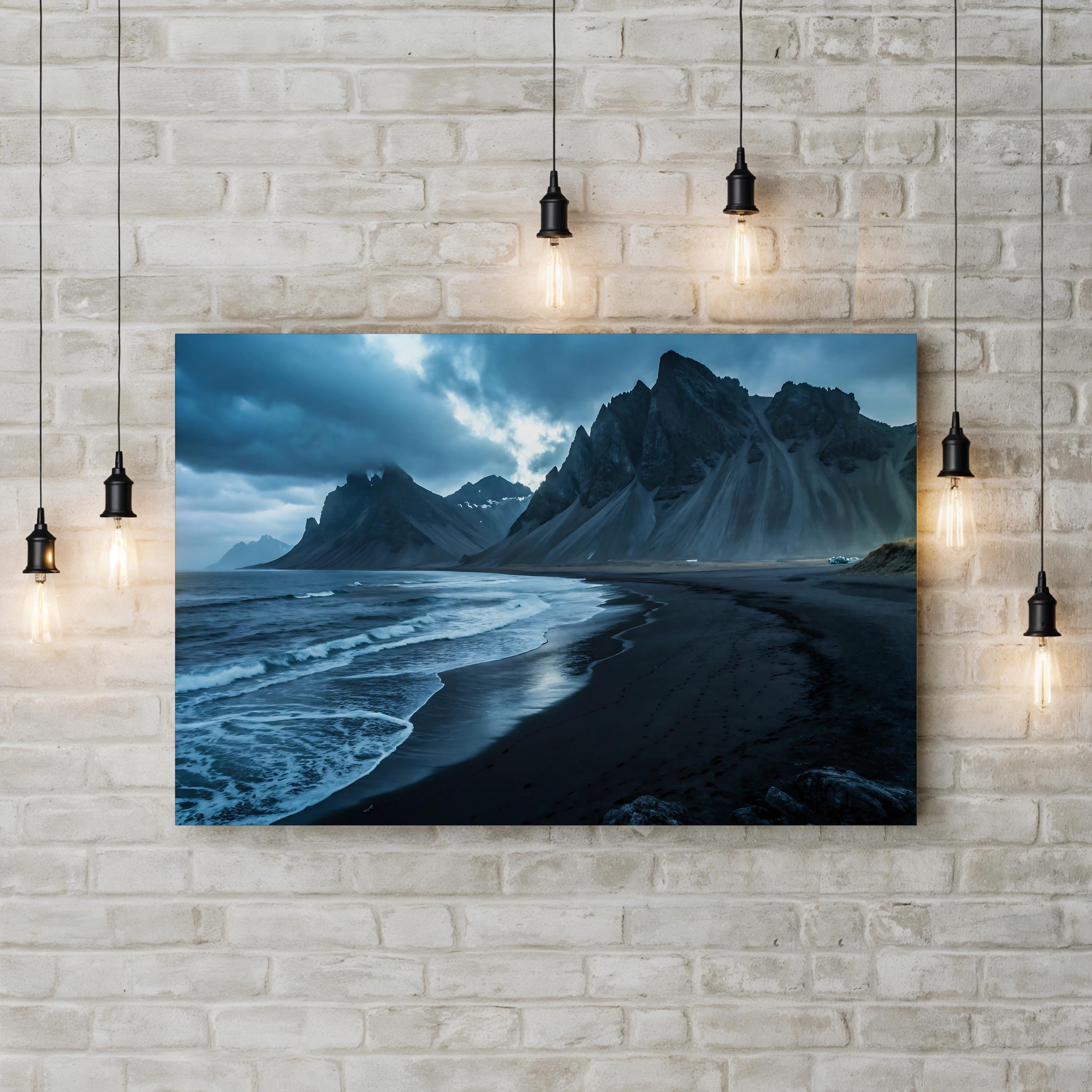 Iceland Black Sand Beach Canvas Art: Peaceful Coastal Landscape, Nautical Home Decor