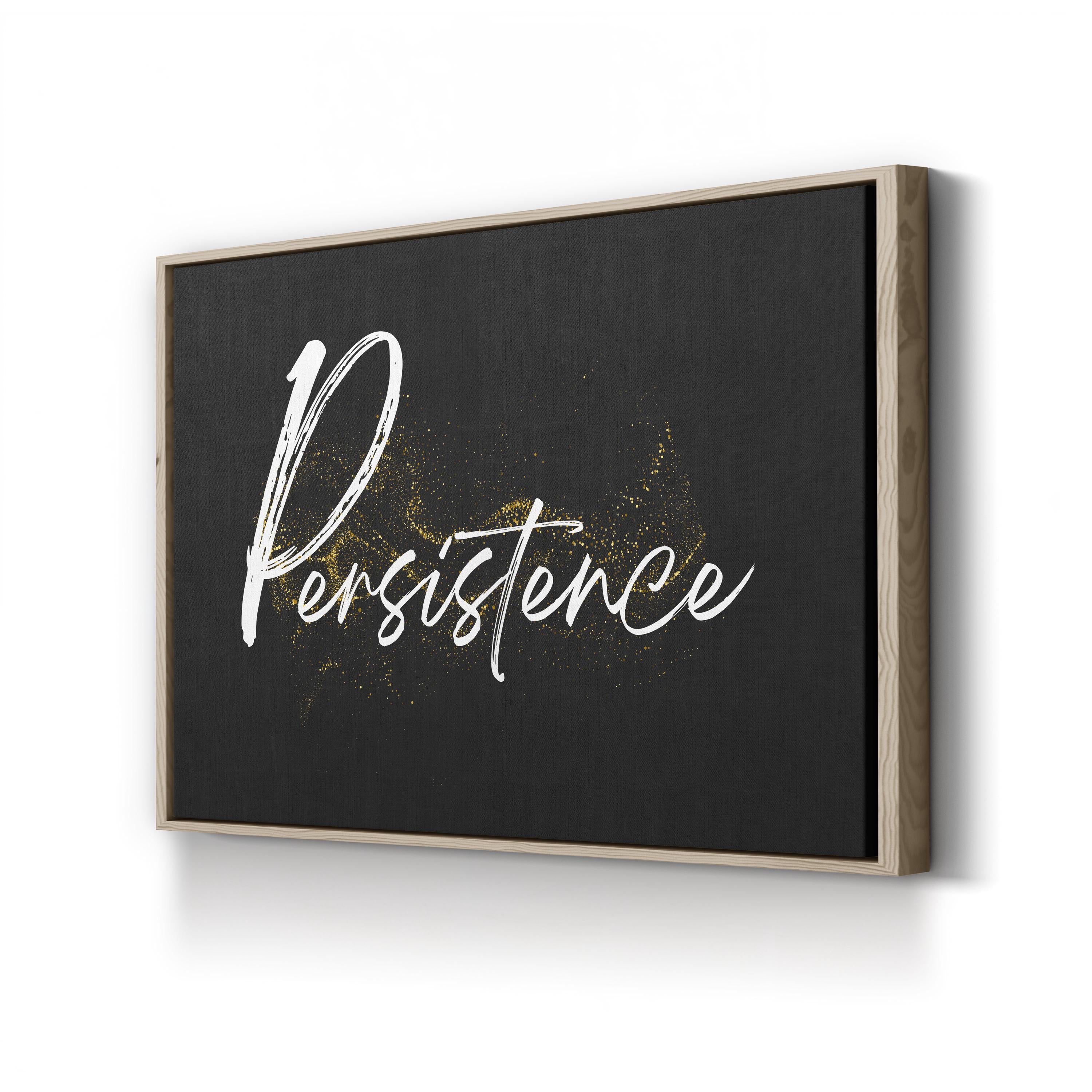 Persistence Elegant Gold Typography Wall Art | Contemporary Motivational Script Canvas Print