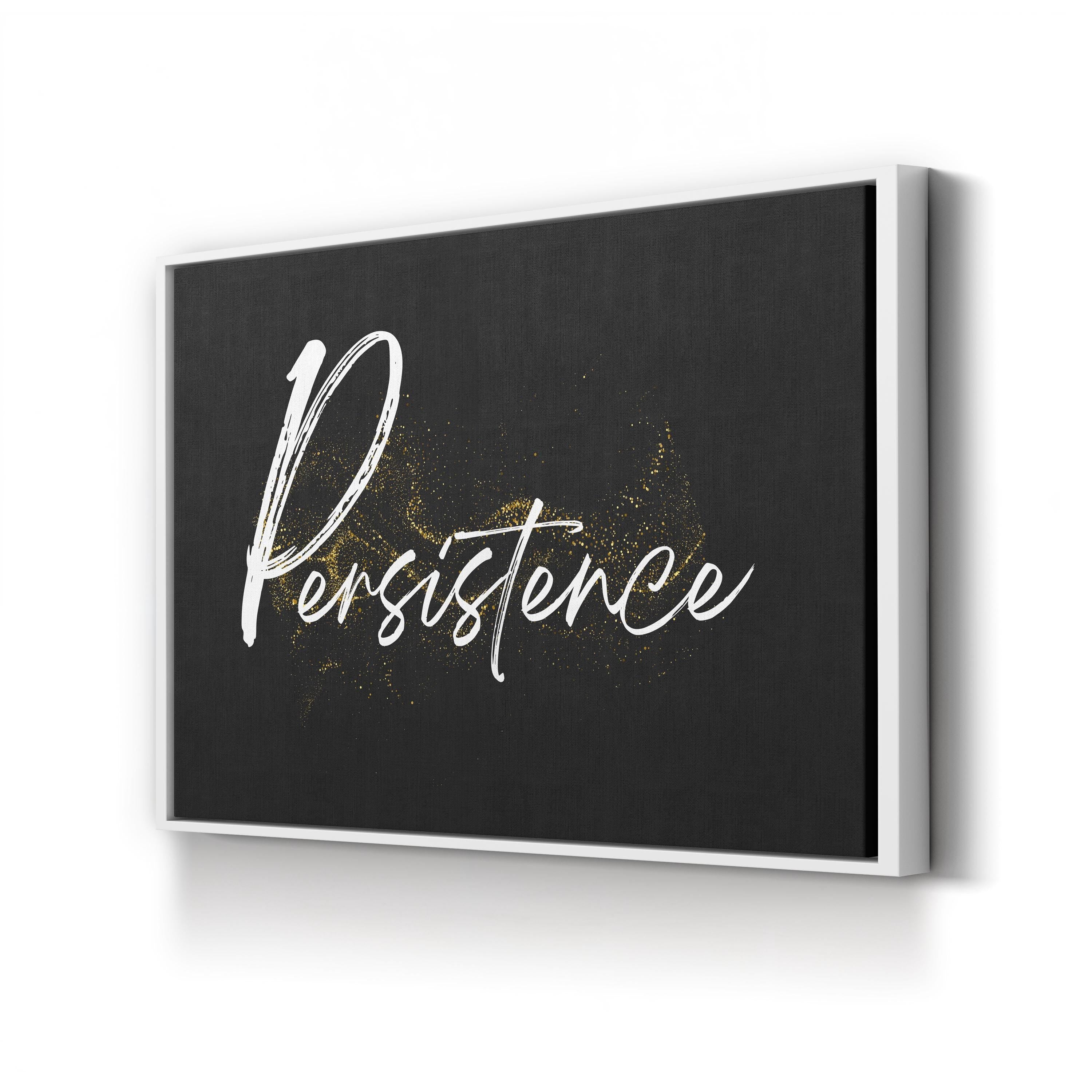 Persistence Elegant Gold Typography Wall Art | Contemporary Motivational Script Canvas Print