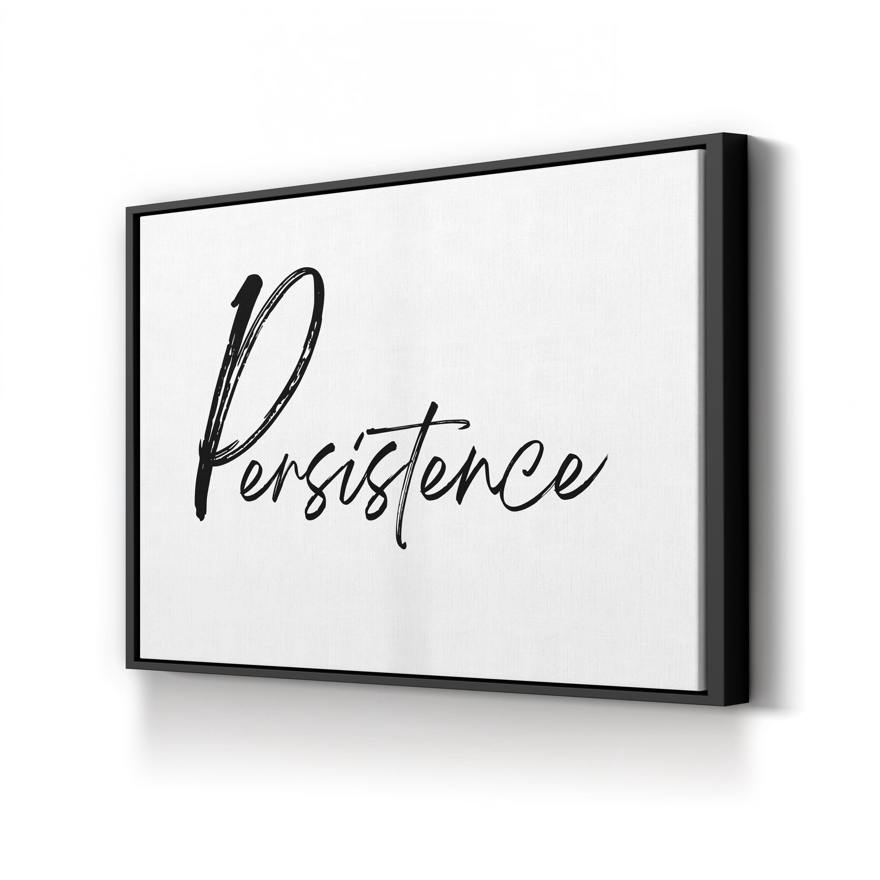 Persistence Silver Script on White – Typographic Wall Art | Home Office Canvas Print