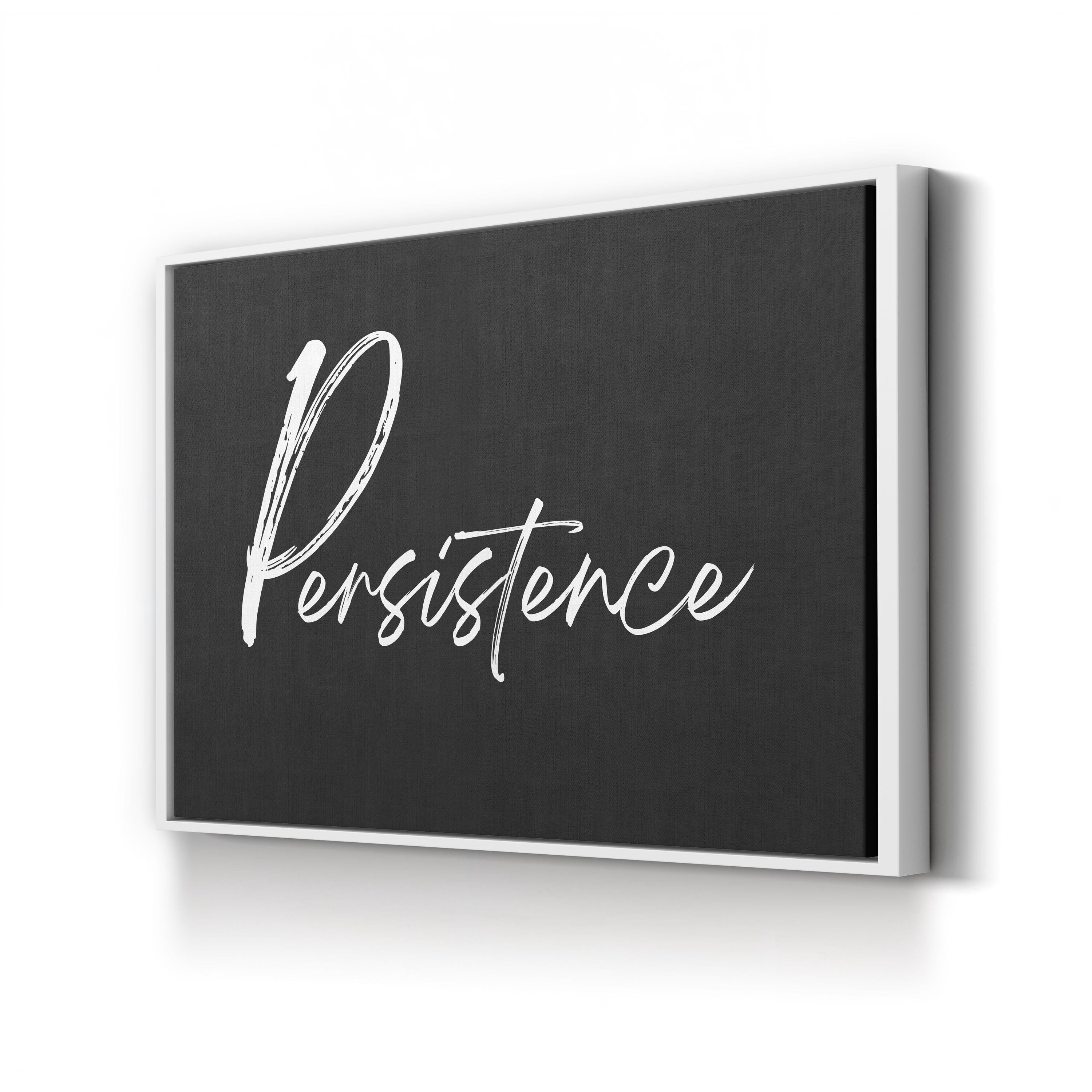 Persistence Silver Script Typography – Typographic Wall Art | Motivational Canvas Print