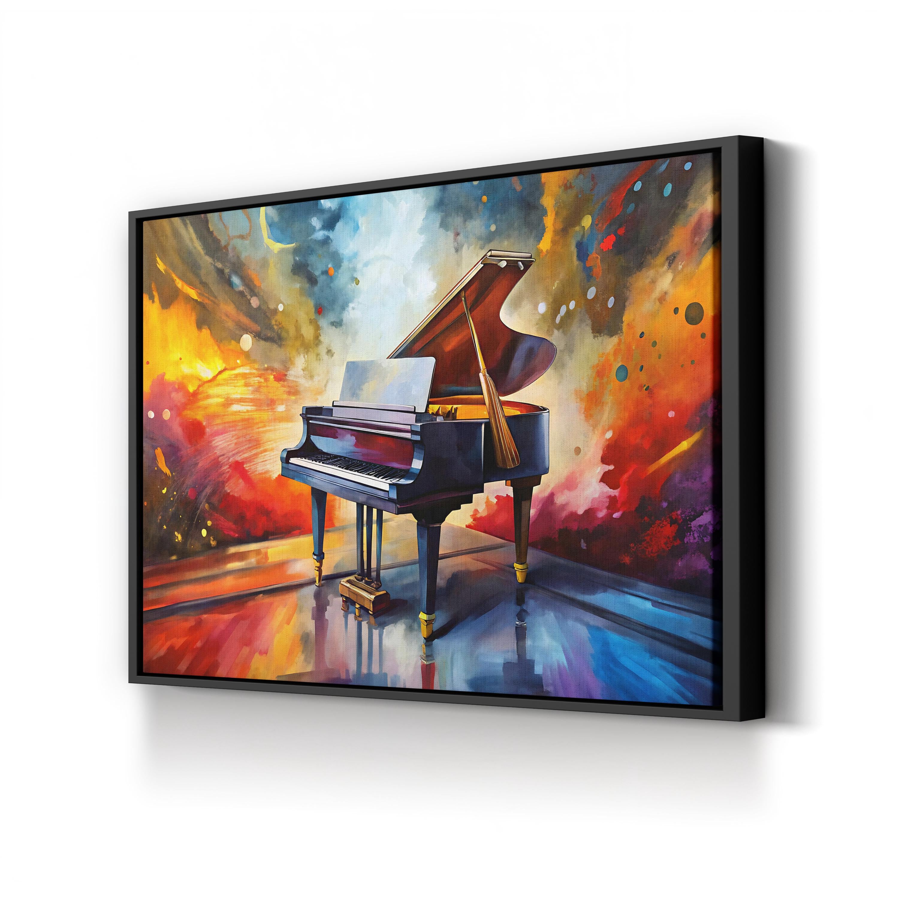 Piano Carnival Abstract – Period Illustration Wall Art | Colorful Music Canvas Print