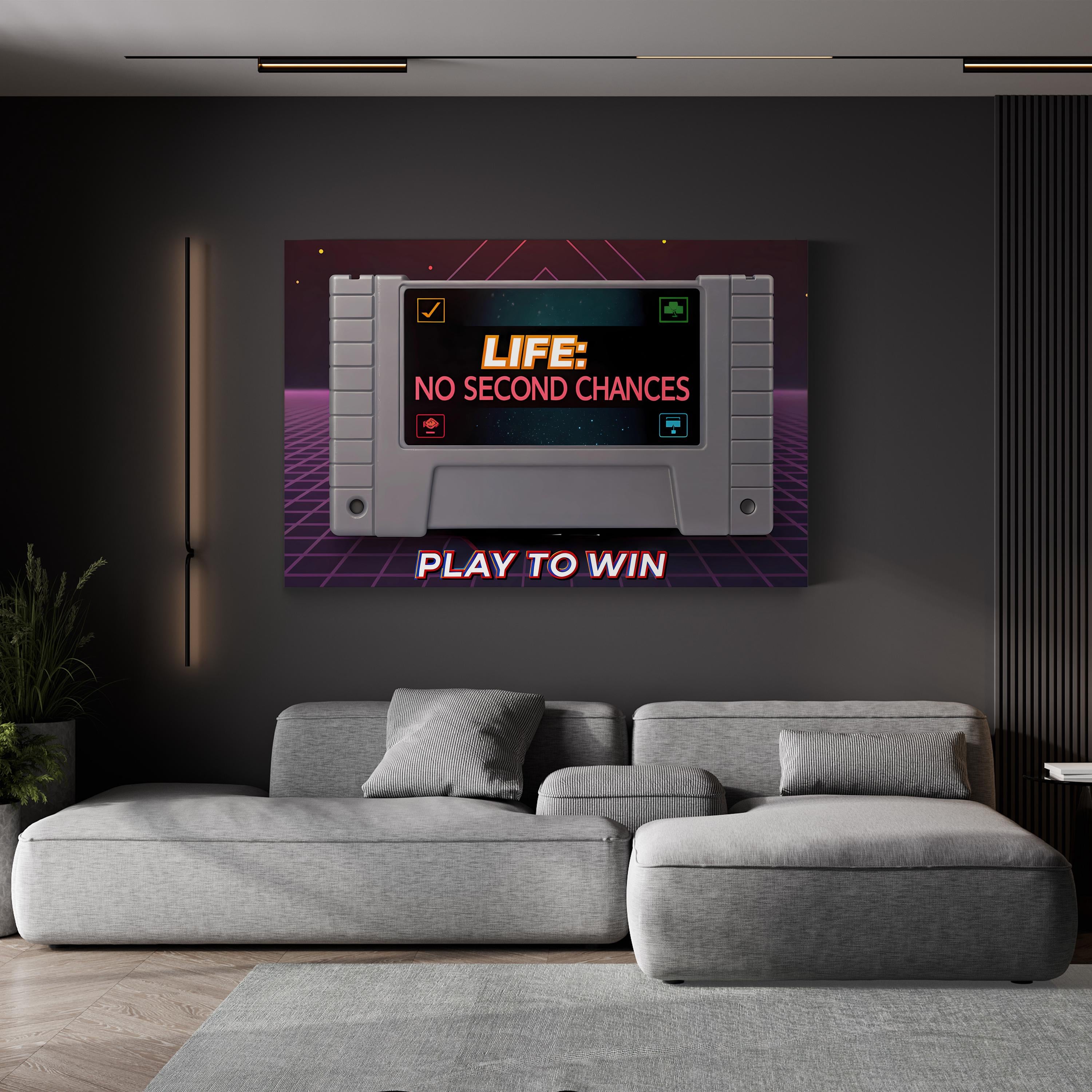 Retro Gaming Canvas Print | Play to Win Motivational Wall Art