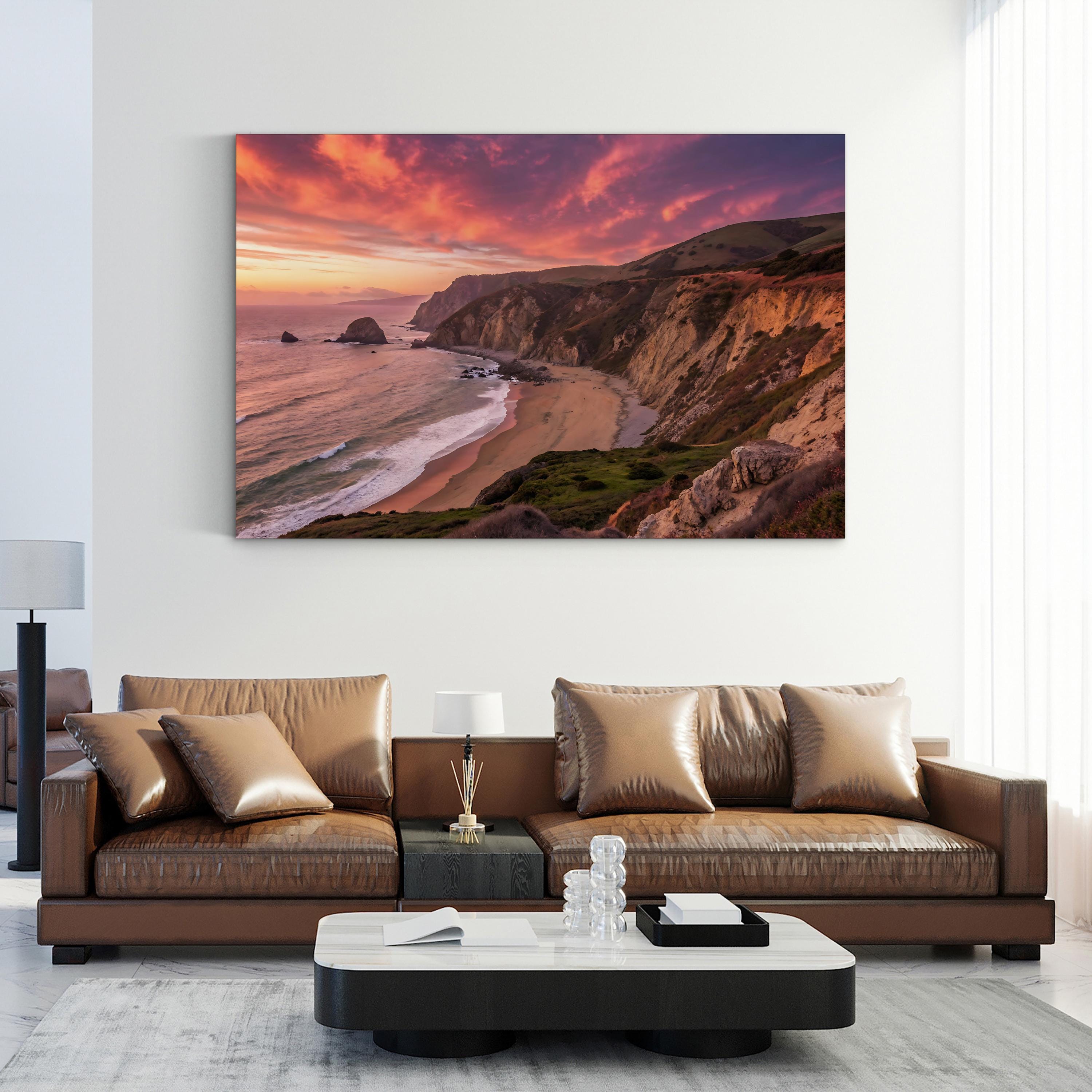 Point Reyes Sunset Canvas Wall Art — Point Reyes Coastal Landscape, California