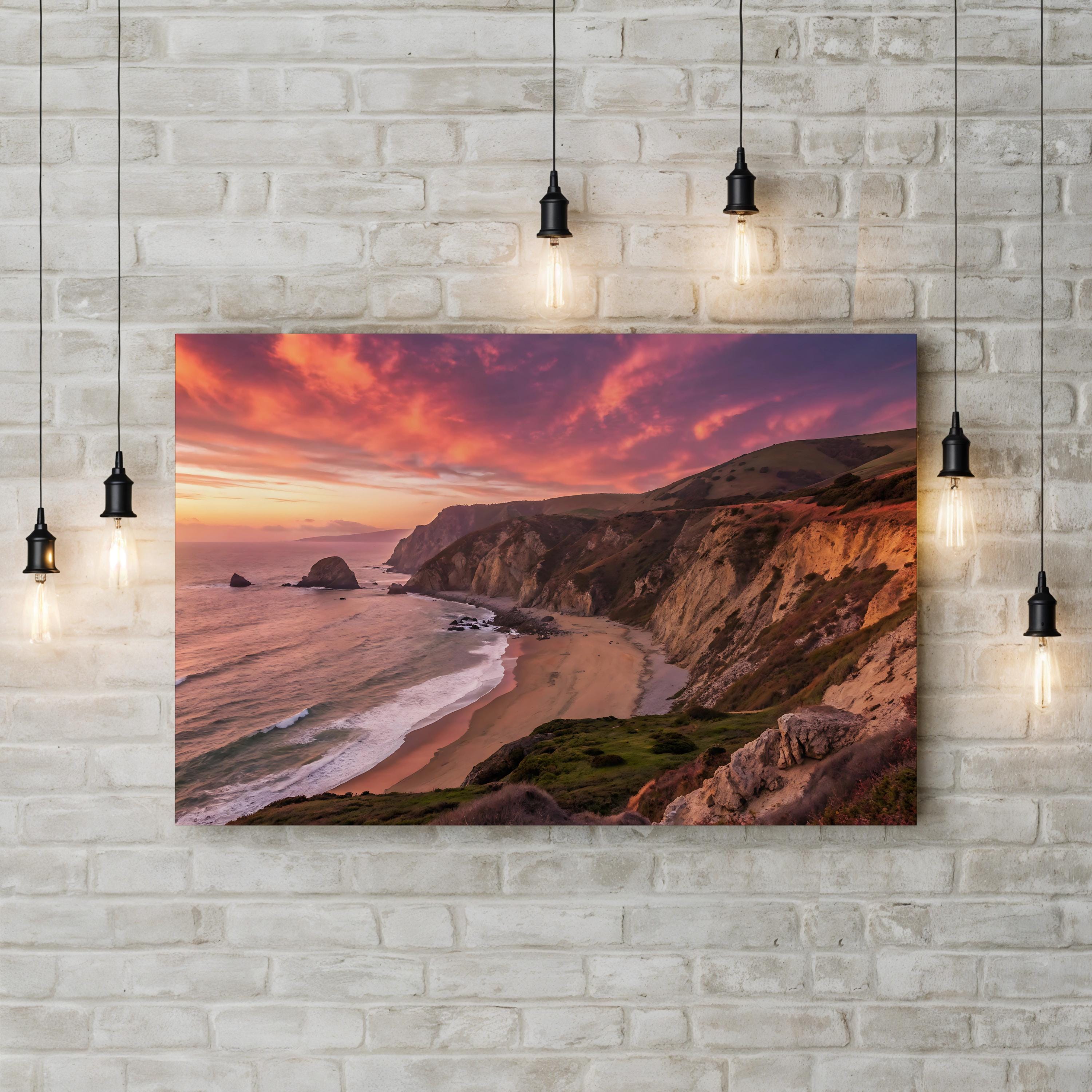 Point Reyes Sunset Canvas Wall Art — Point Reyes Coastal Landscape, California