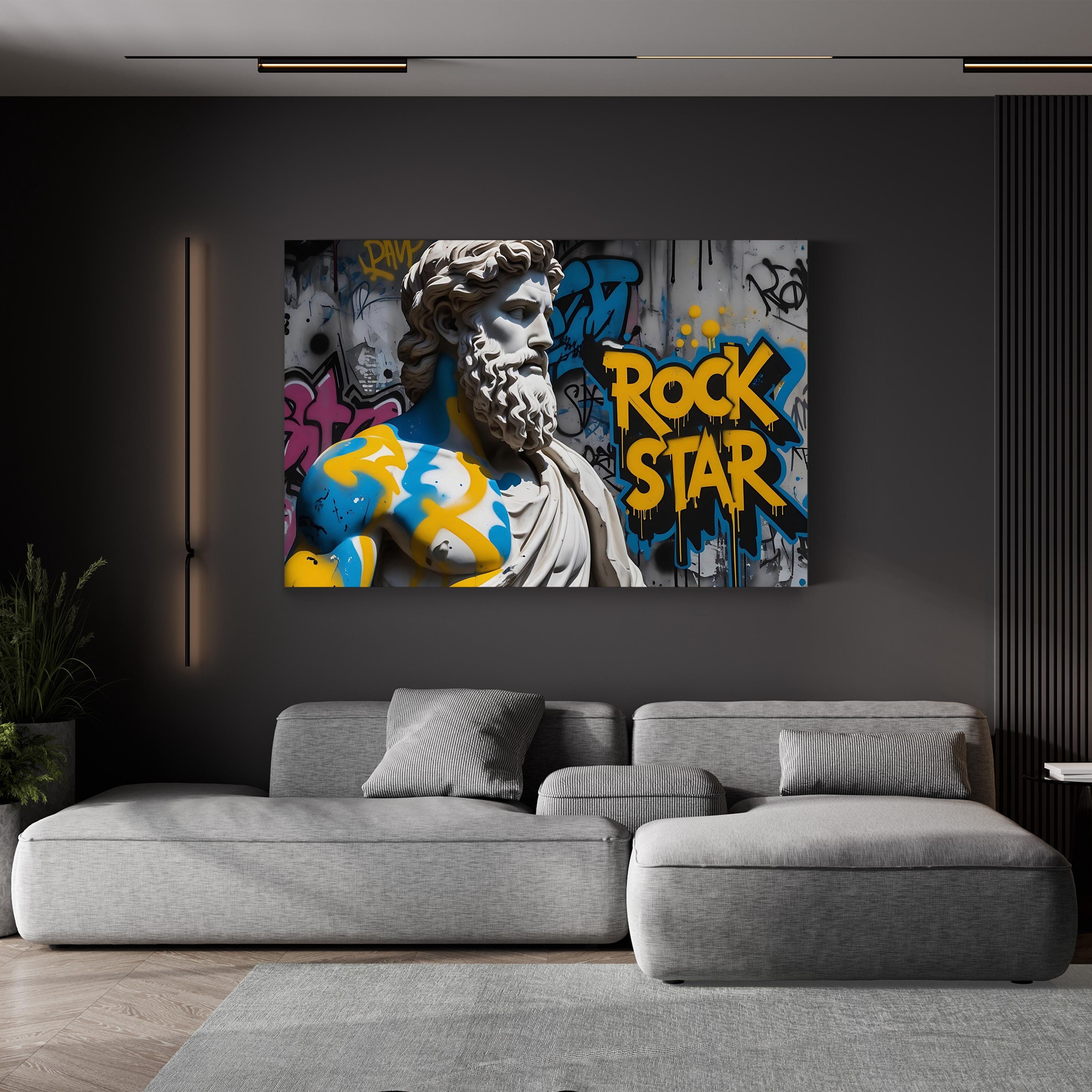 Poseidon Graffiti Mythology – Period Illustration Wall Art | Urban Street Canvas Print