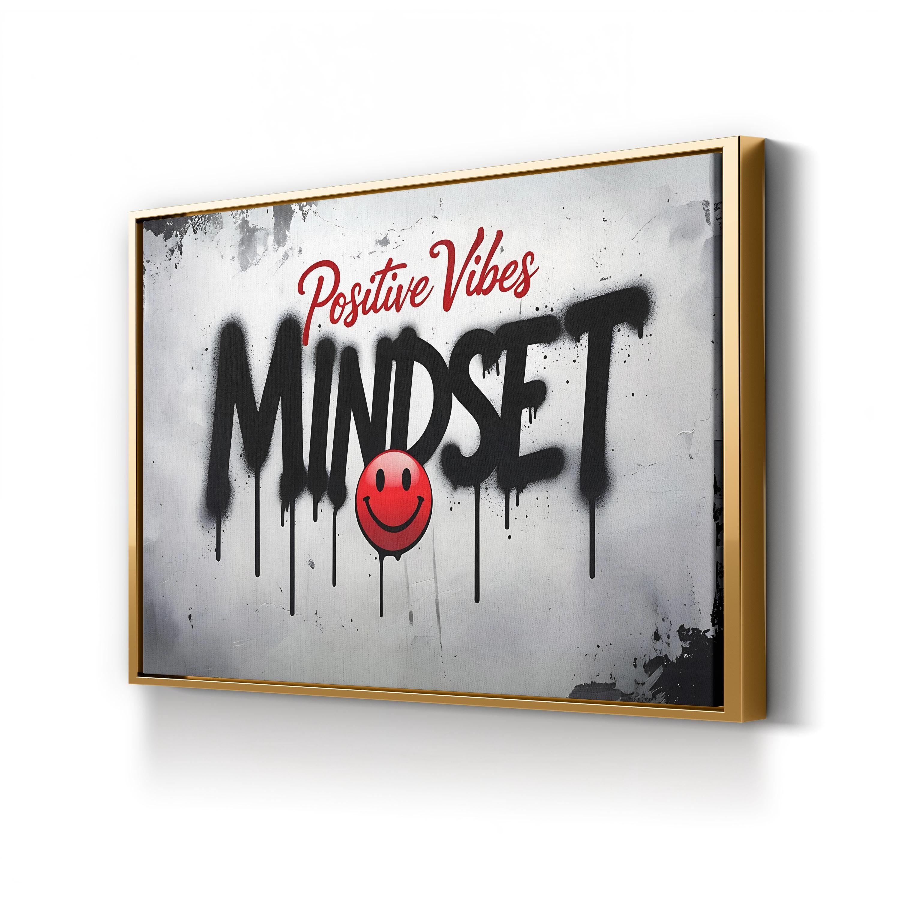 Positive Vibes Mindset Graffiti Wall Art | Contemporary Motivational Street Typography Canvas Print