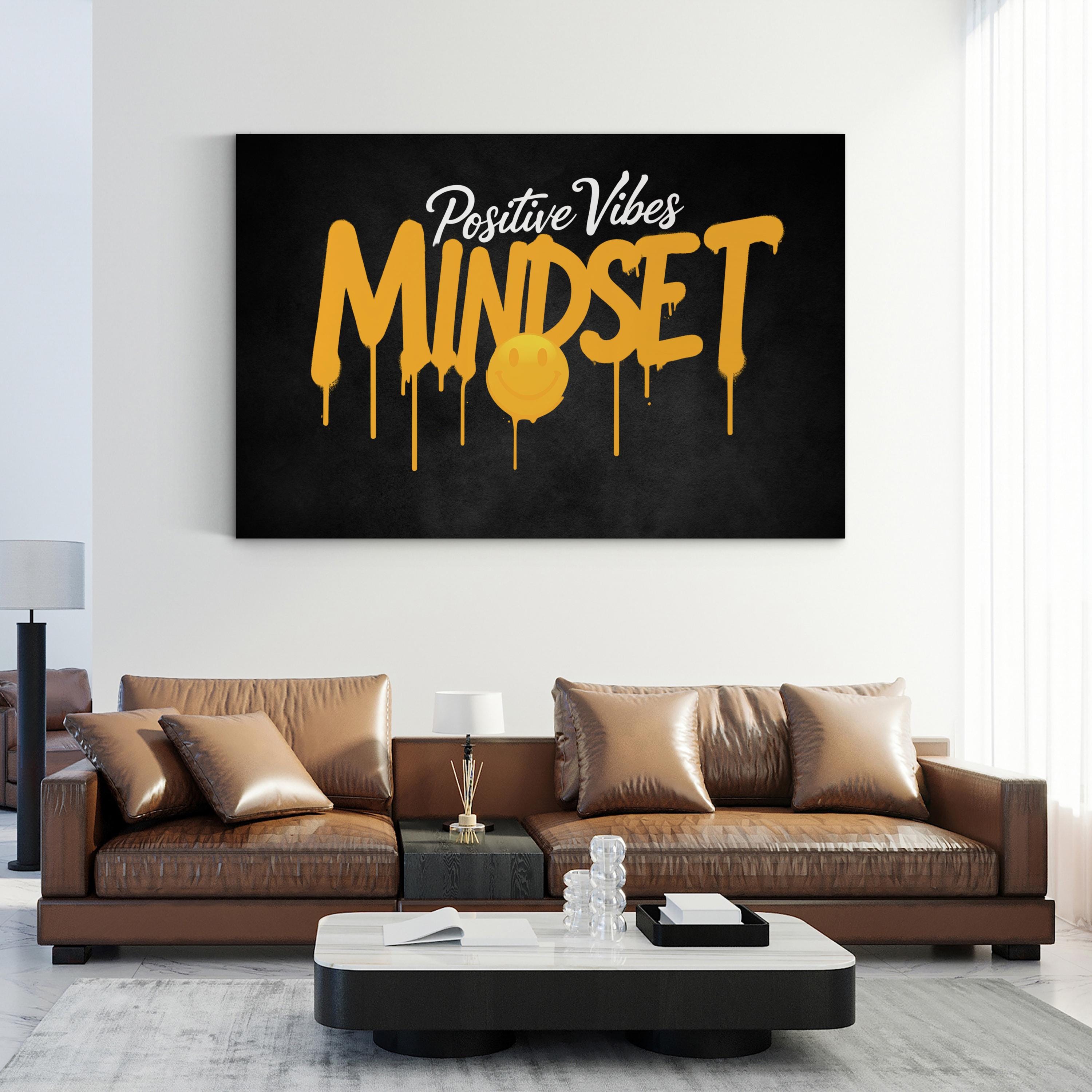 Positive Vibes Mindset Wall Art |  Motivational Typography Canvas