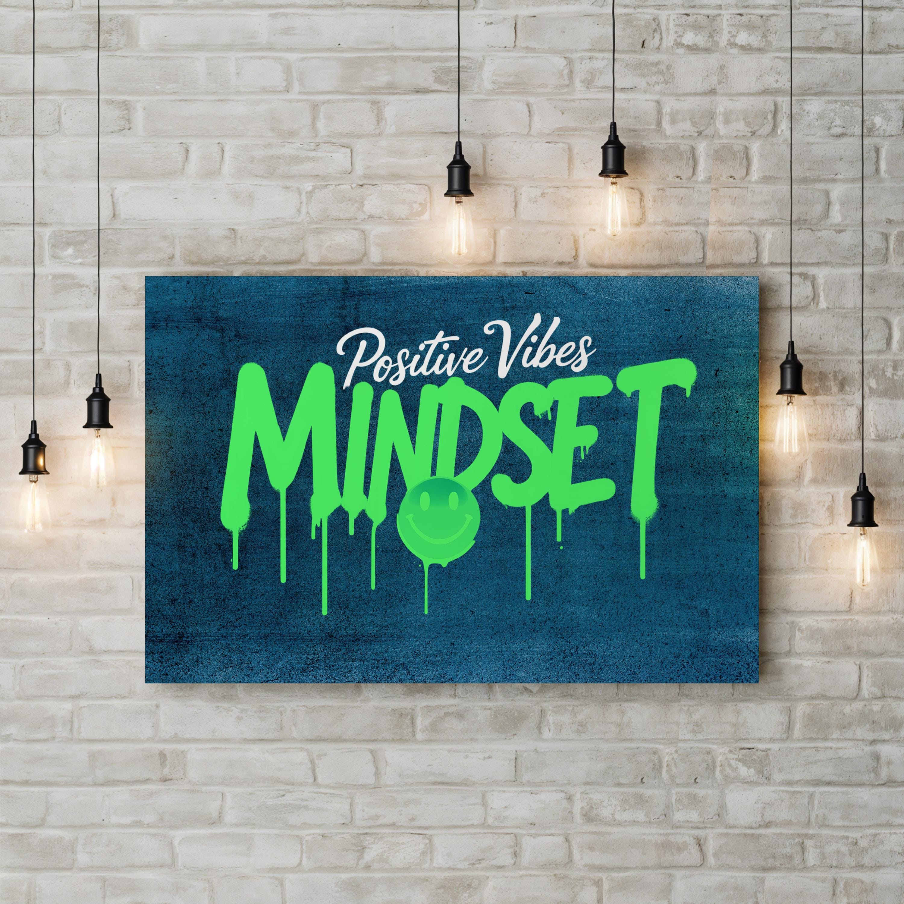 Positive Vibes Mindset IV Motivational Canvas Wall Art