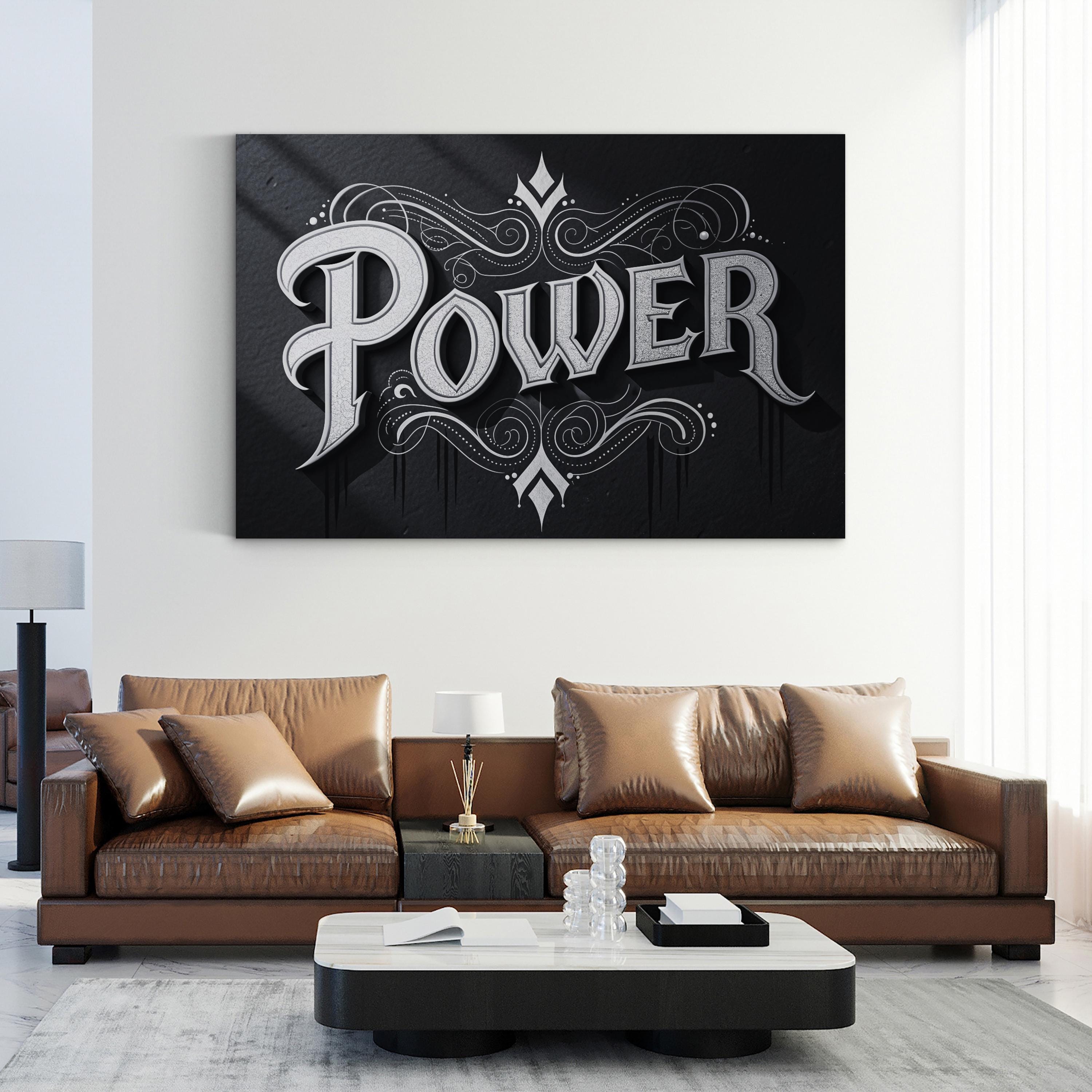 Power Wall Art | Black and White Motivational Typography Canvas