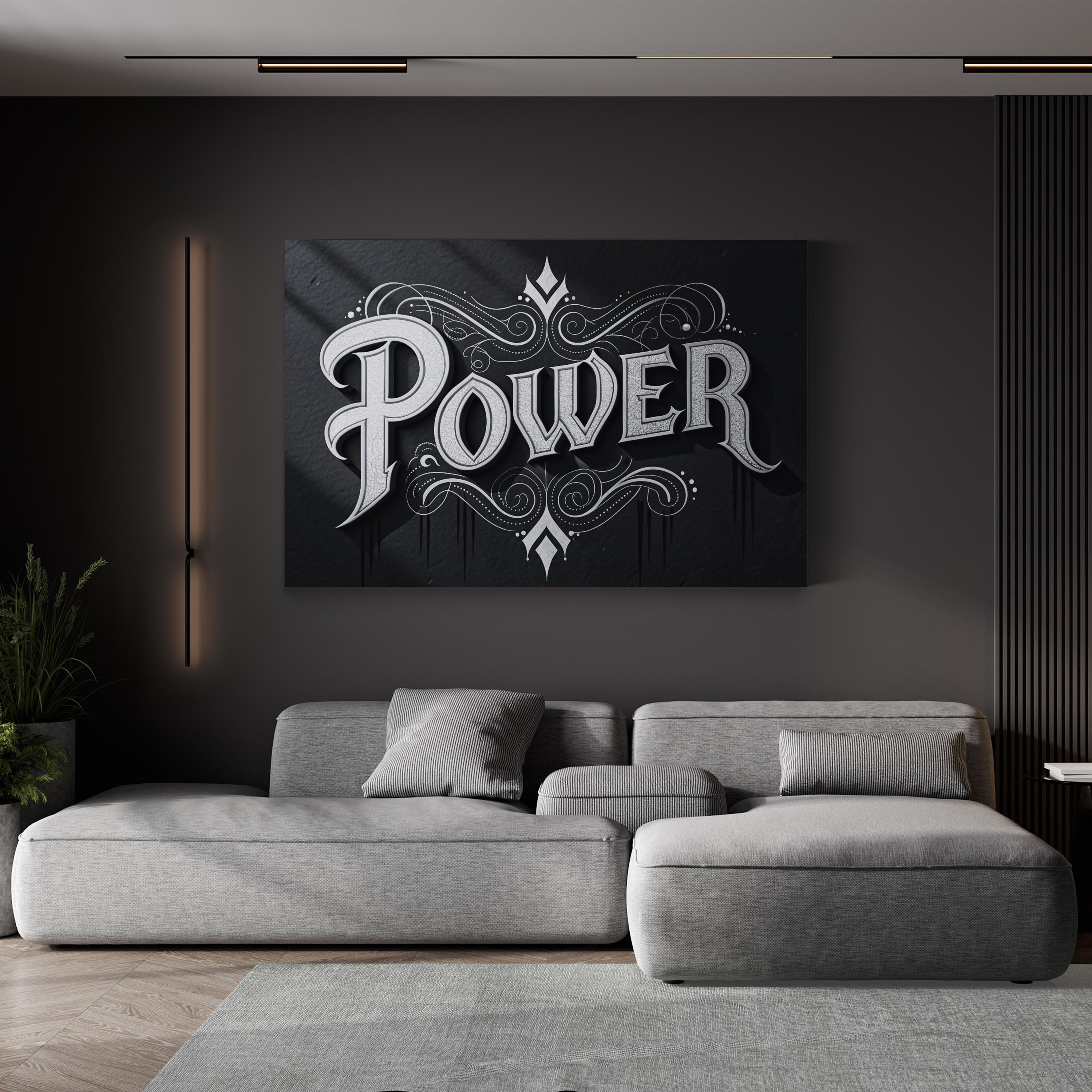 Power Wall Art | Black and White Motivational Typography Canvas