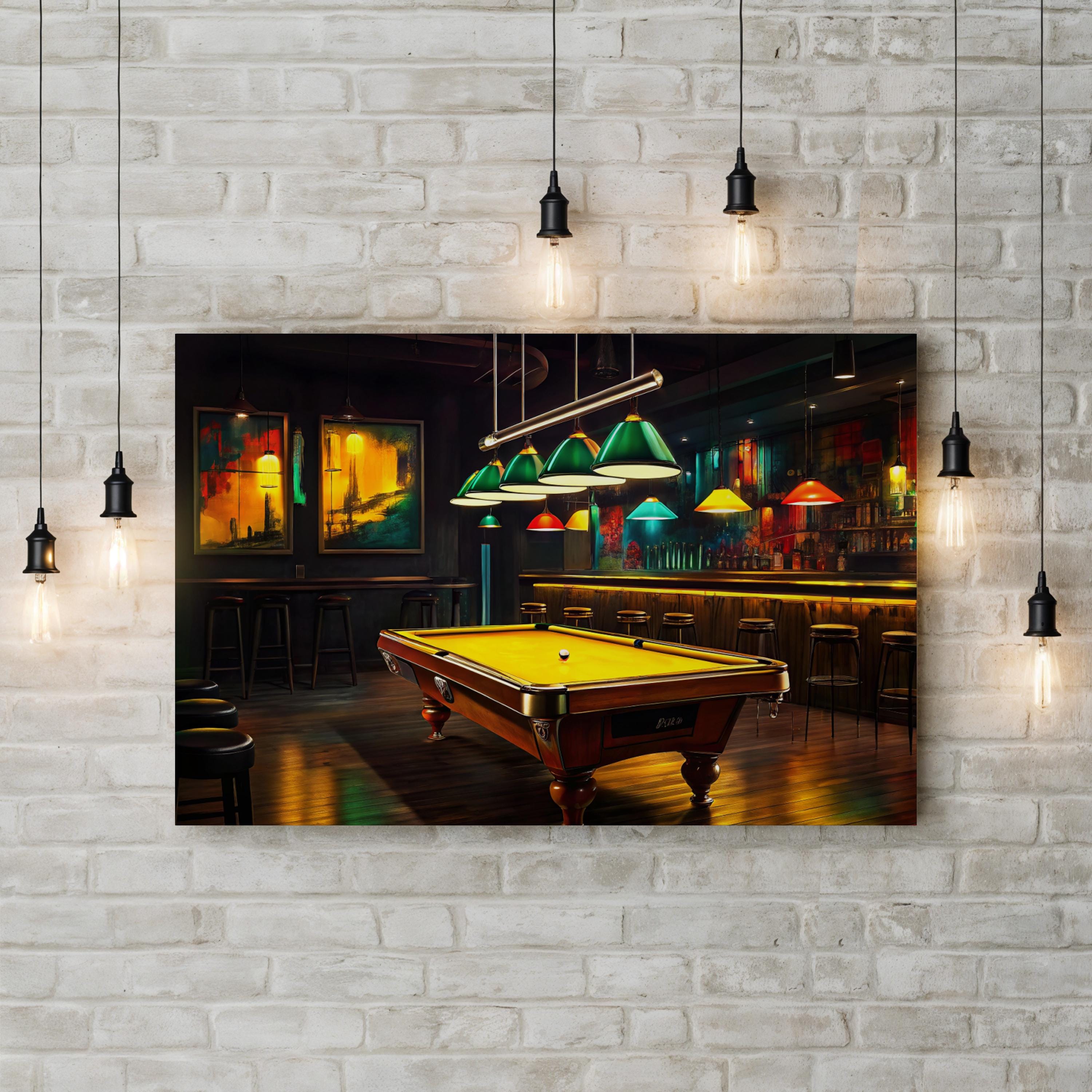 Rack ’Em Up Wall Art | Cinematic Billiards Pool Table Game Room Canvas Print