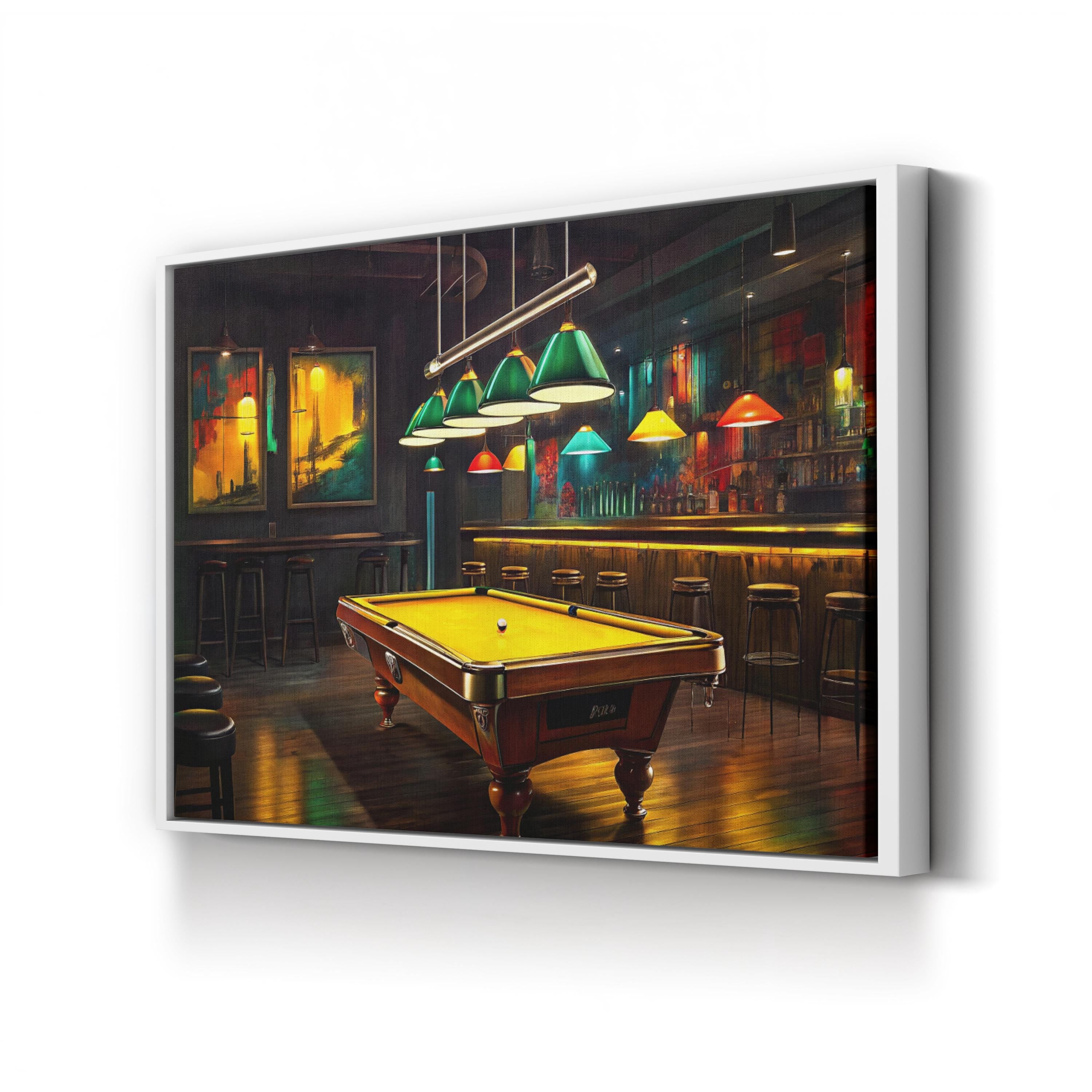 Rack ’Em Up Wall Art | Cinematic Billiards Pool Table Game Room Canvas Print