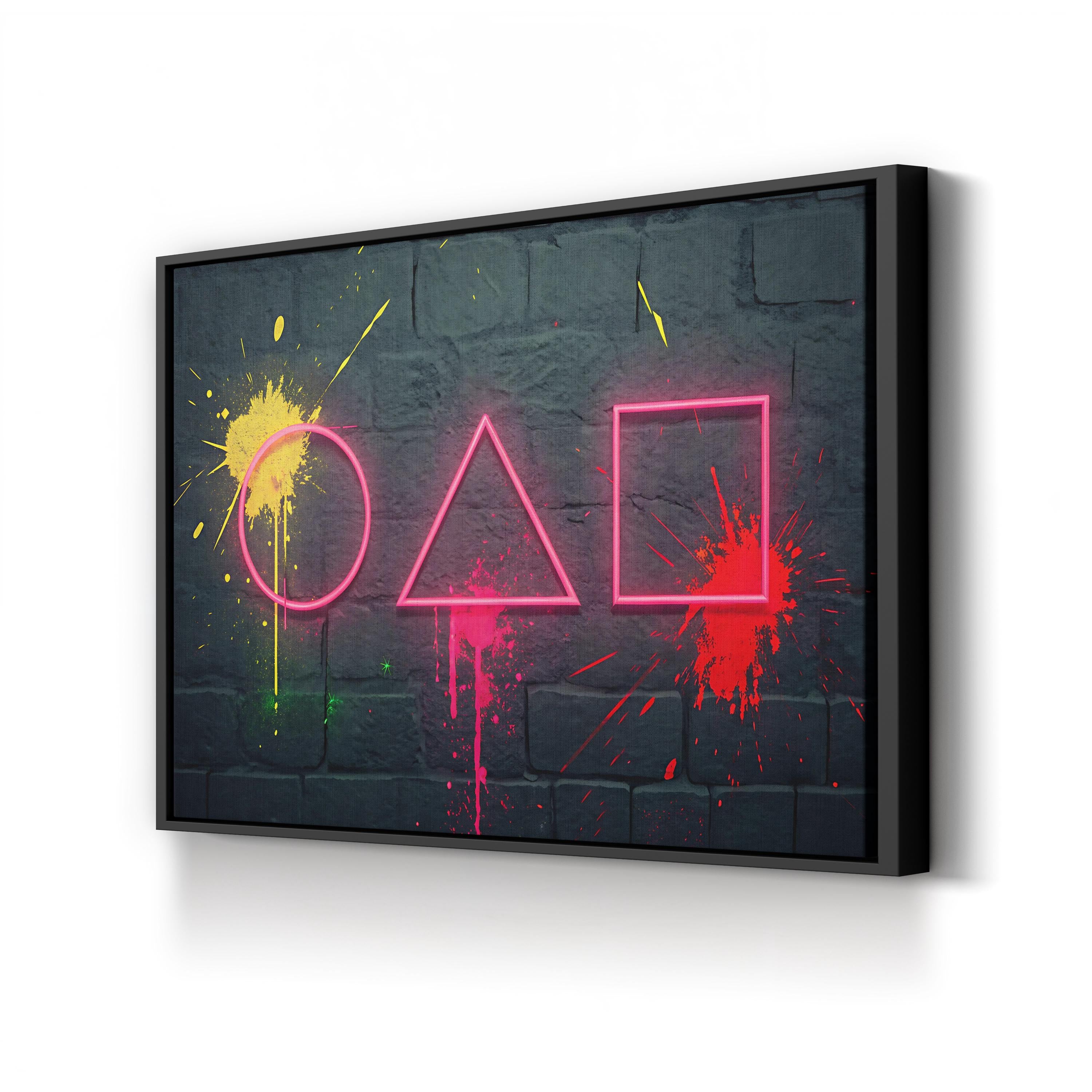 Neon Geometric Shapes – Period Illustration Wall Art | Modern Abstract Canvas Print