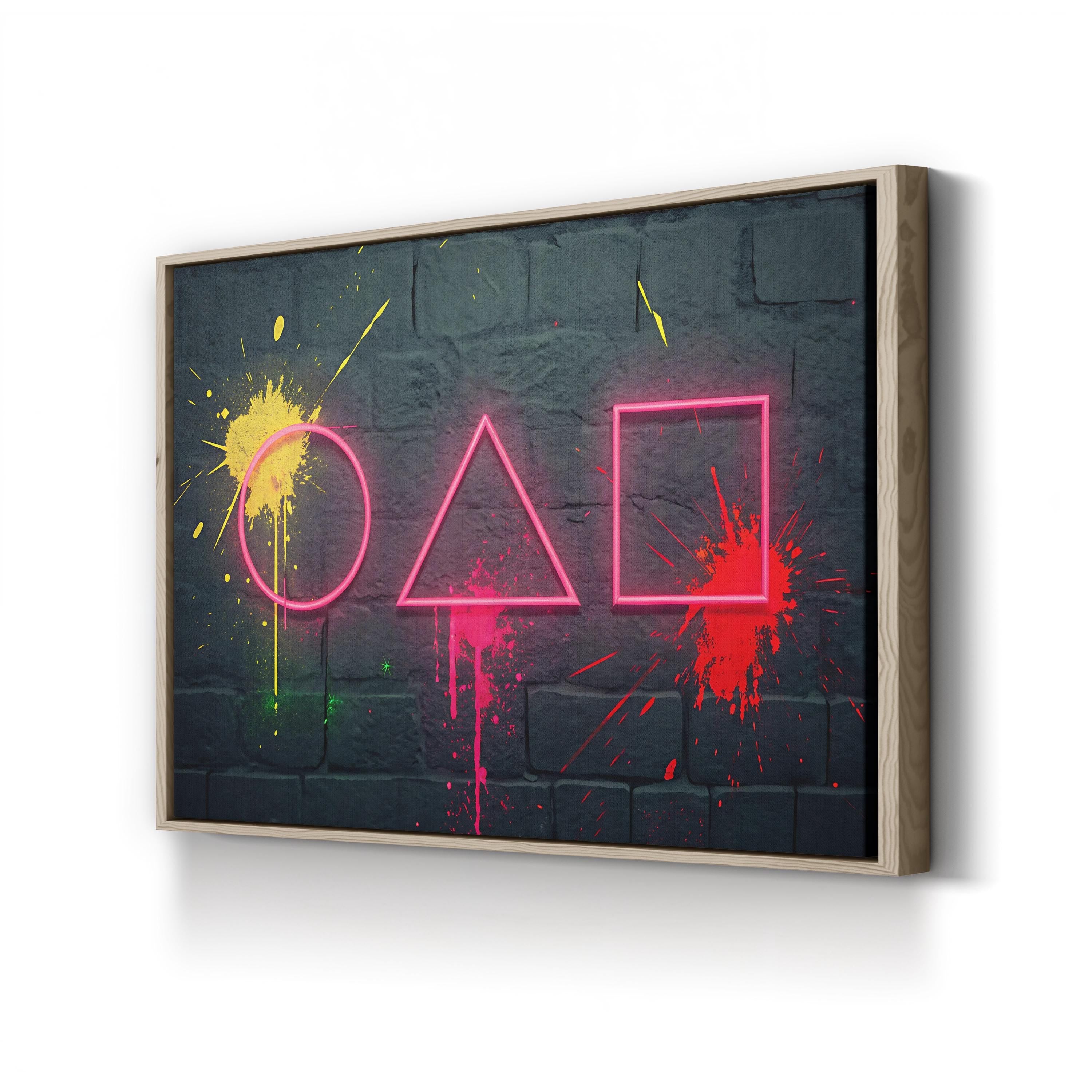 Neon Geometric Shapes – Period Illustration Wall Art | Modern Abstract Canvas Print