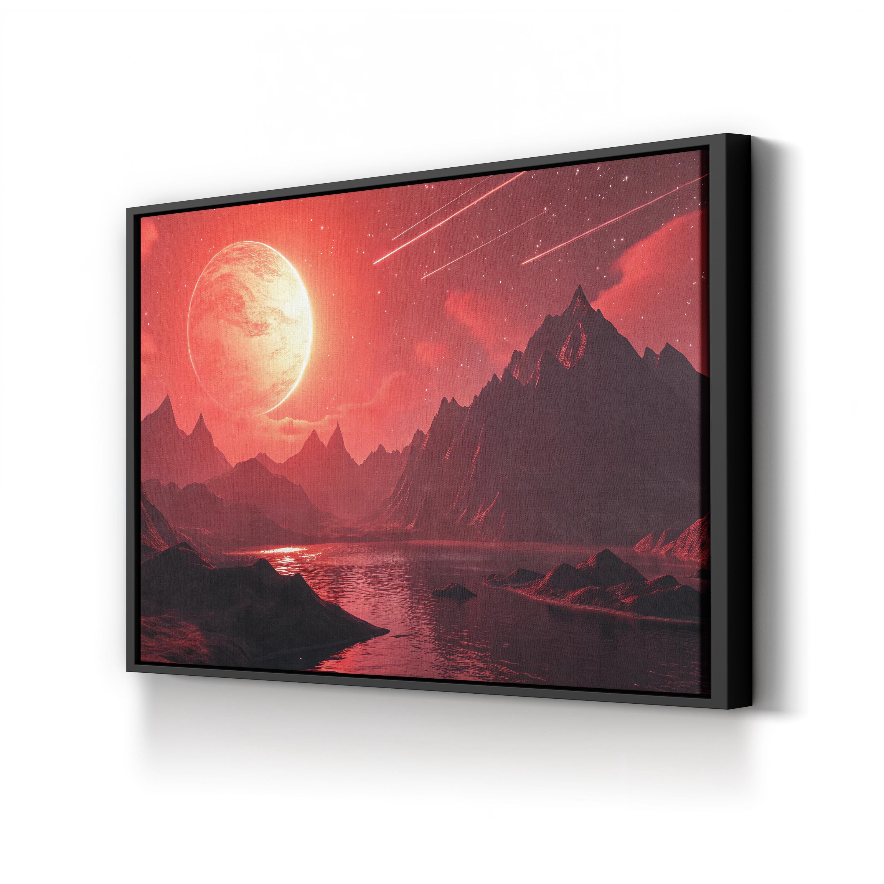 Retrowave Neon Mountain Landscape – Period Illustration Wall Art | 80s Synthwave Canvas Print