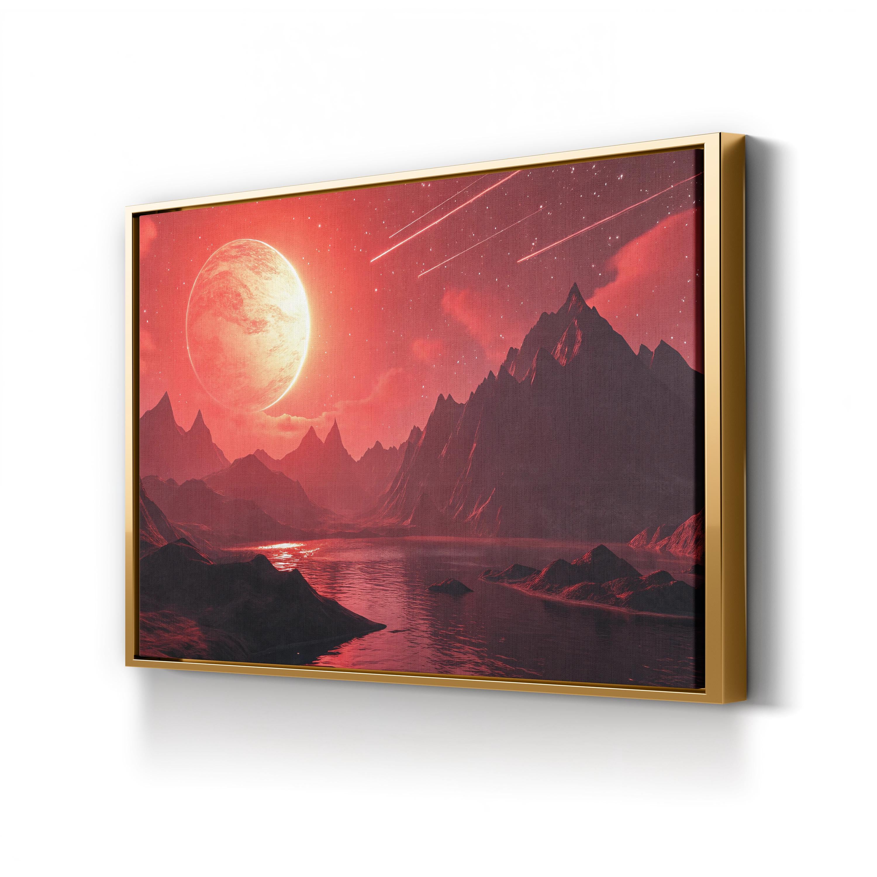 Retrowave Neon Mountain Landscape – Period Illustration Wall Art | 80s Synthwave Canvas Print