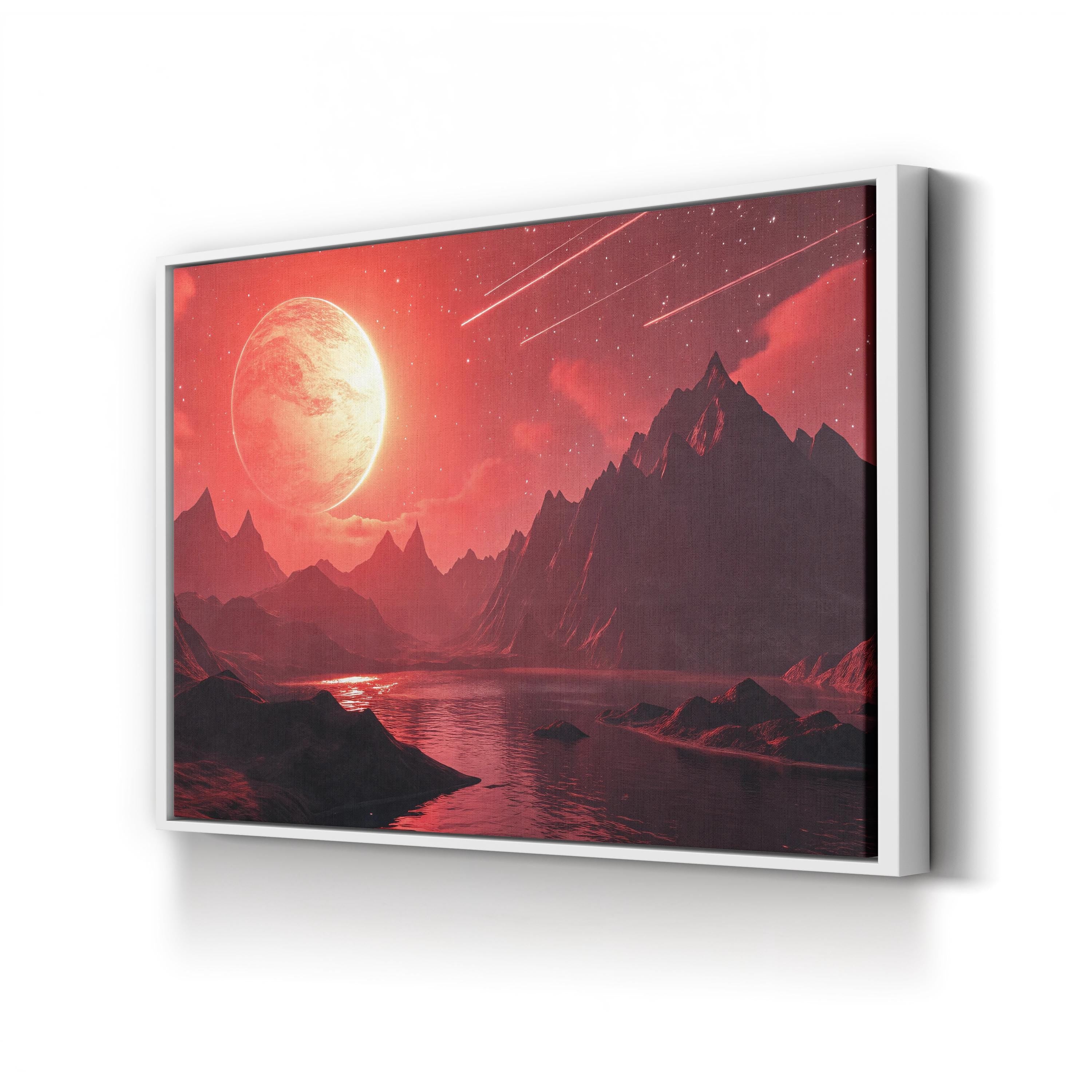 Retrowave Neon Mountain Landscape – Period Illustration Wall Art | 80s Synthwave Canvas Print