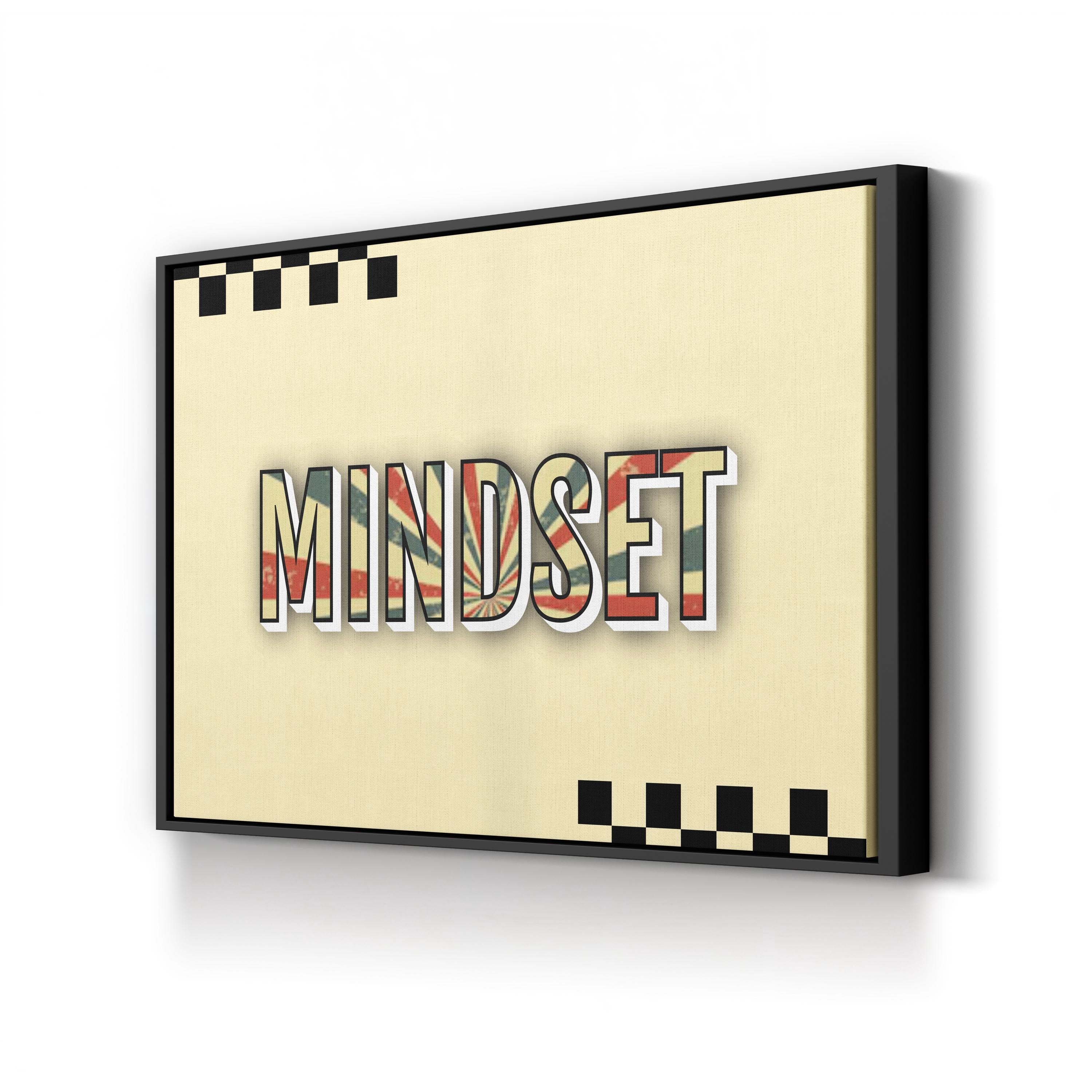Retro Mindset Canvas Art | Motivational Quote Typography Wall Print