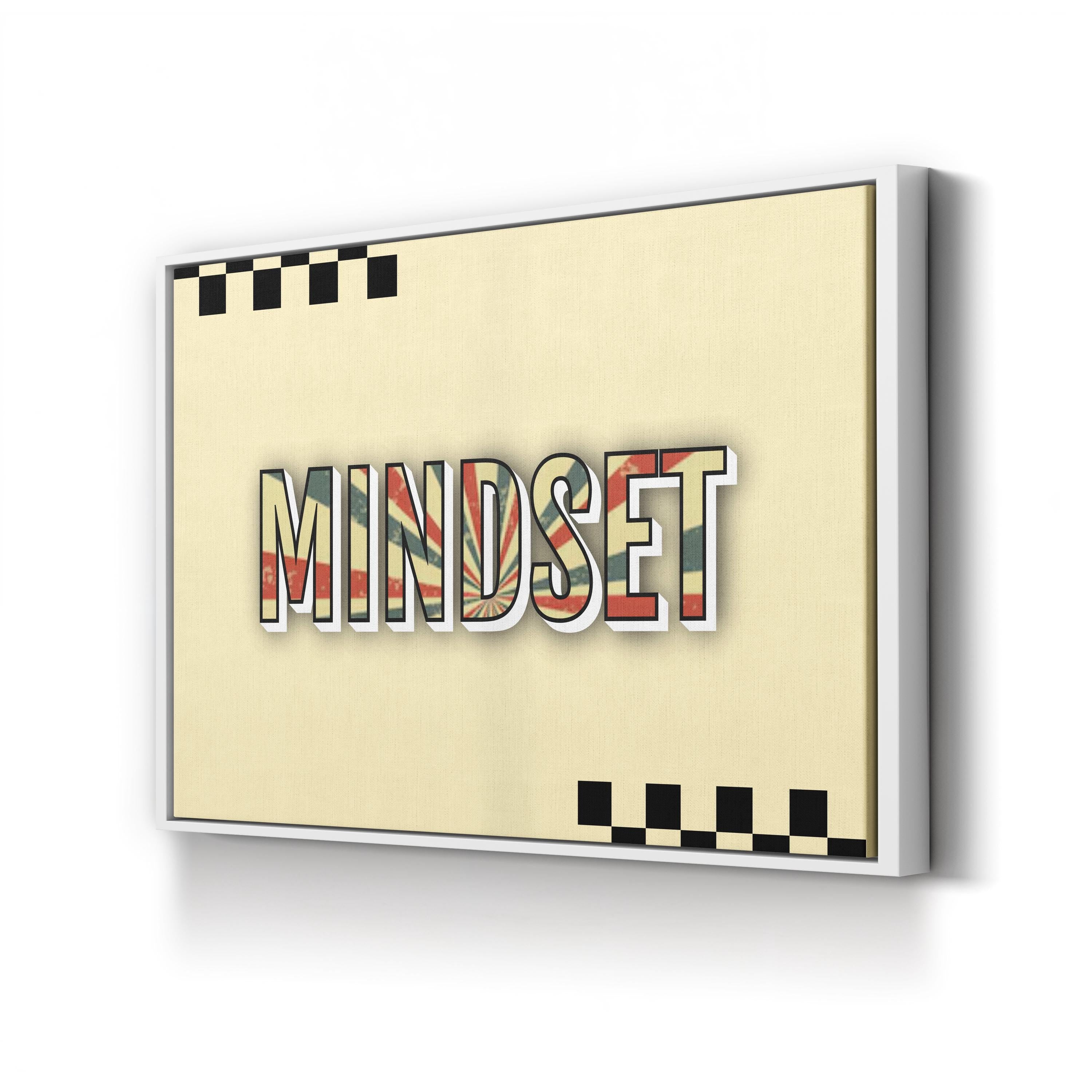 Retro Mindset Canvas Art | Motivational Quote Typography Wall Print