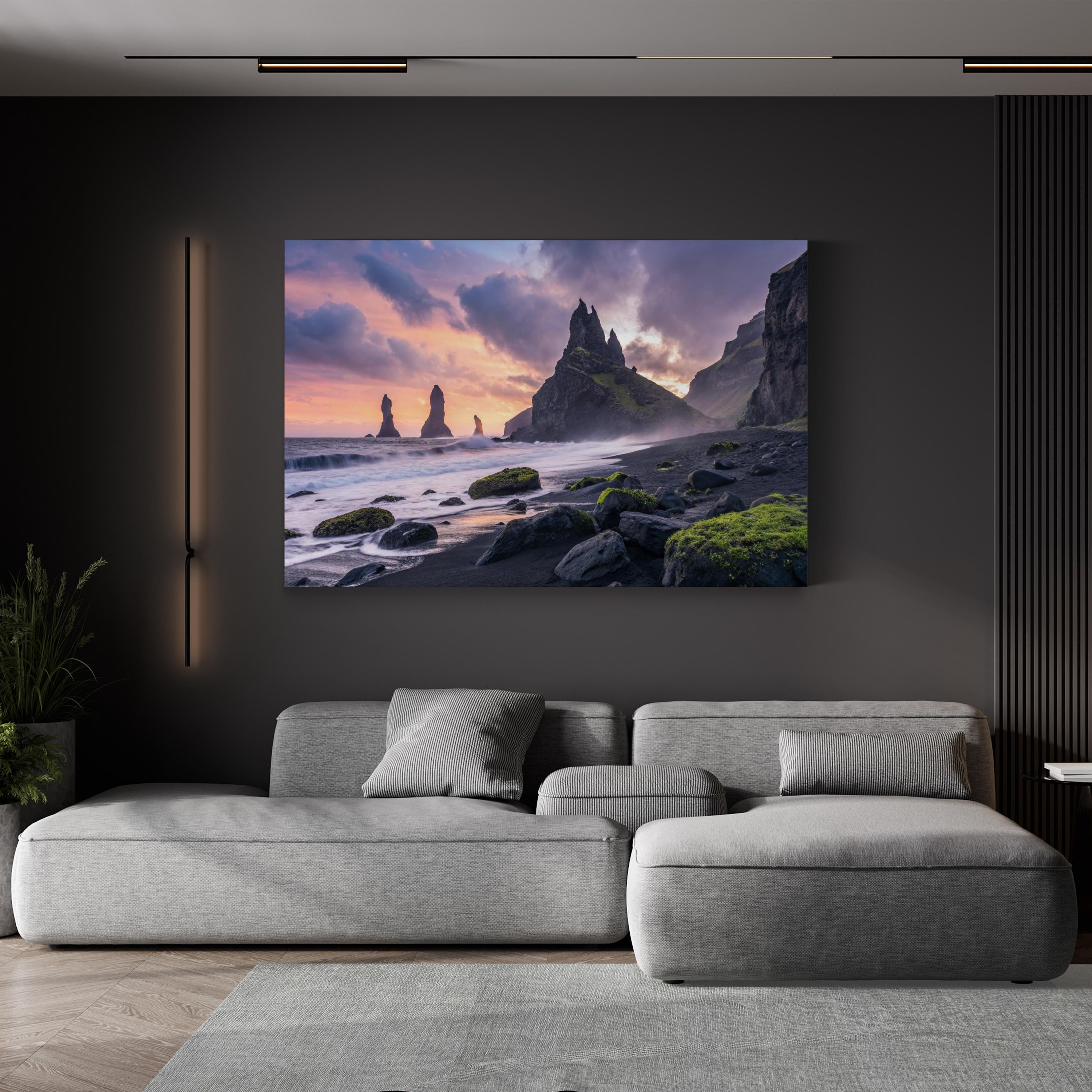 Reynisdrangar Iceland Canvas Print – Ocean Wave Landscape Photography