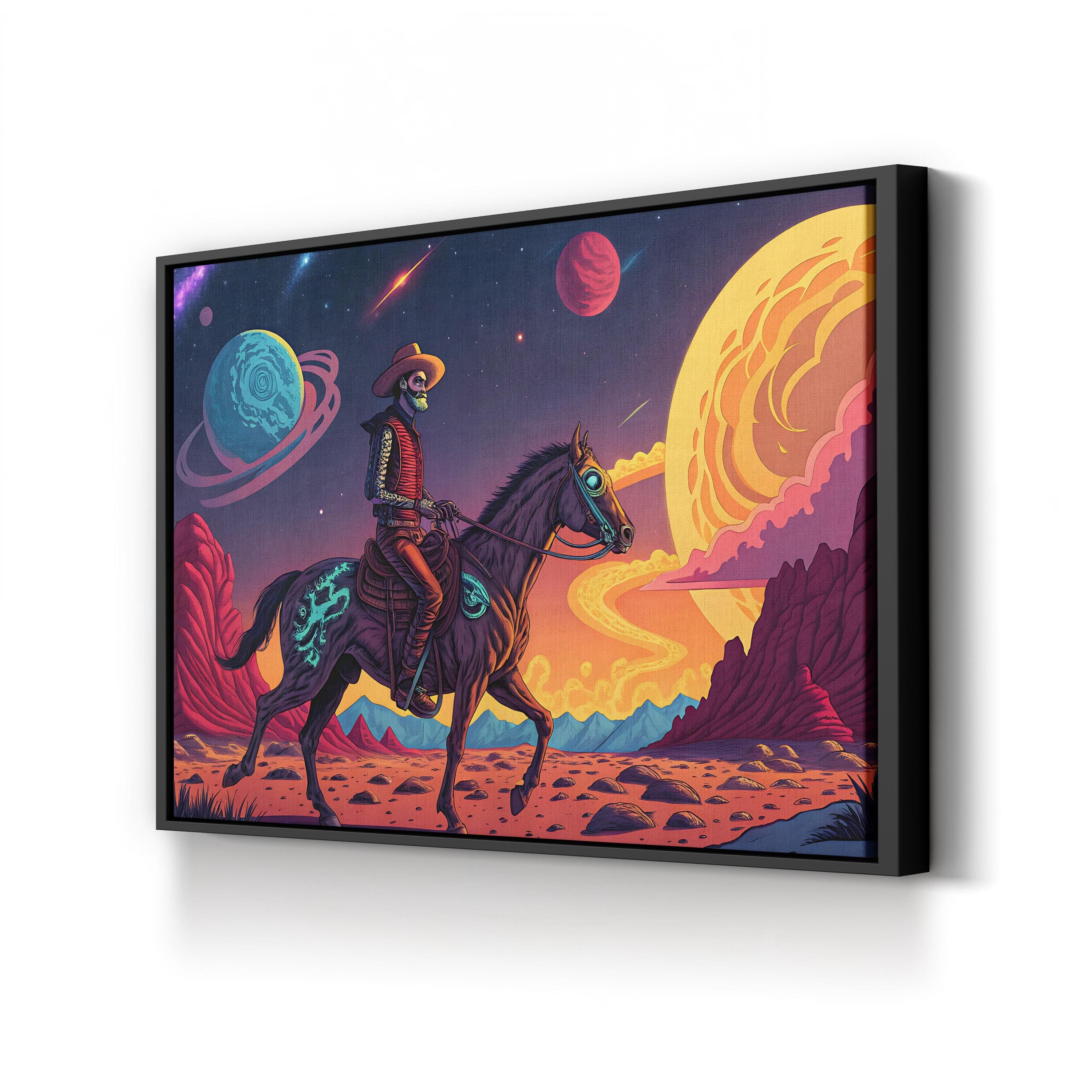 Cowboy Rider Western Surreal – Period Illustration Wall Art | Equestrian Canvas Print