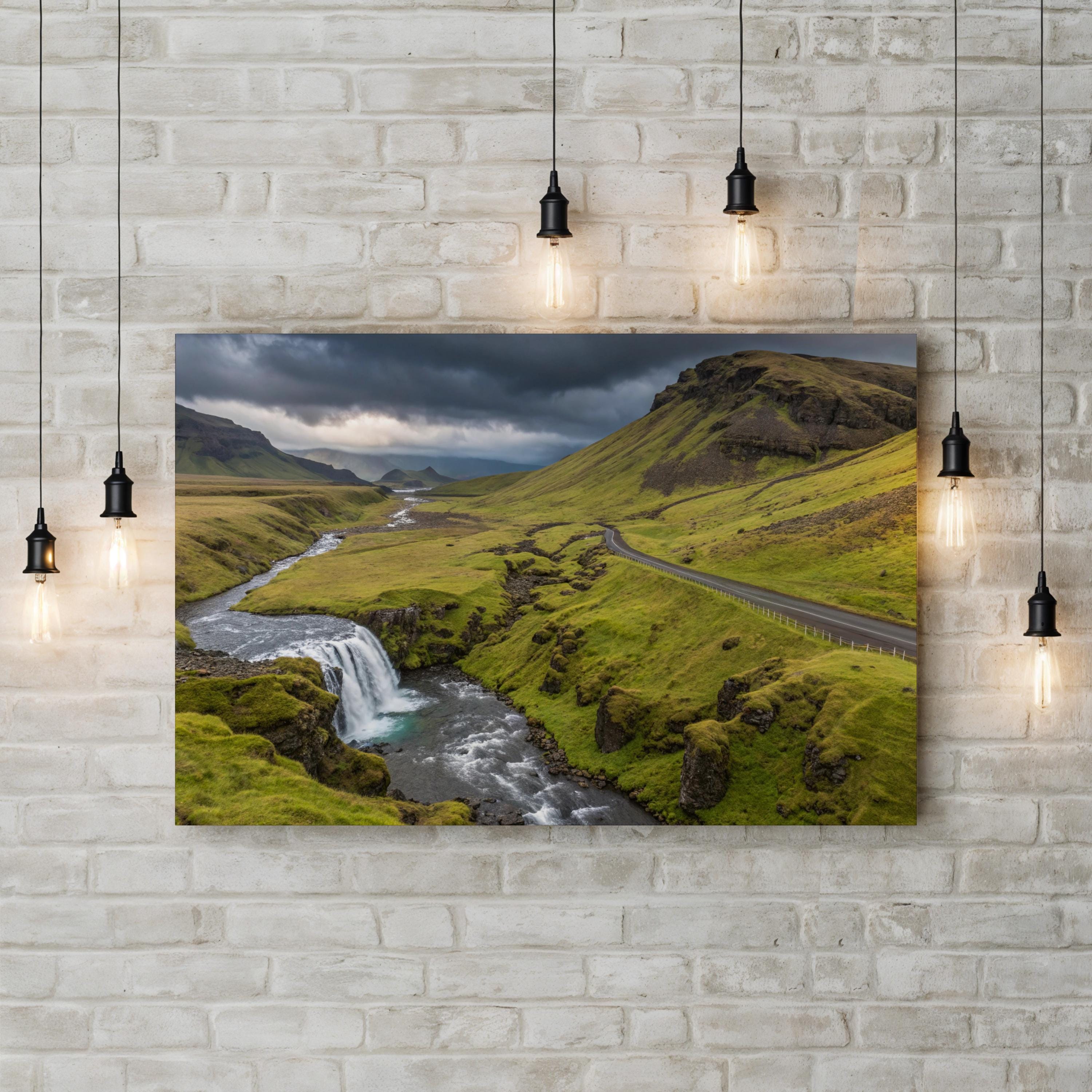 Iceland Highland Road – Vintage Photography Wall Art | Peaceful Nature Canvas Print