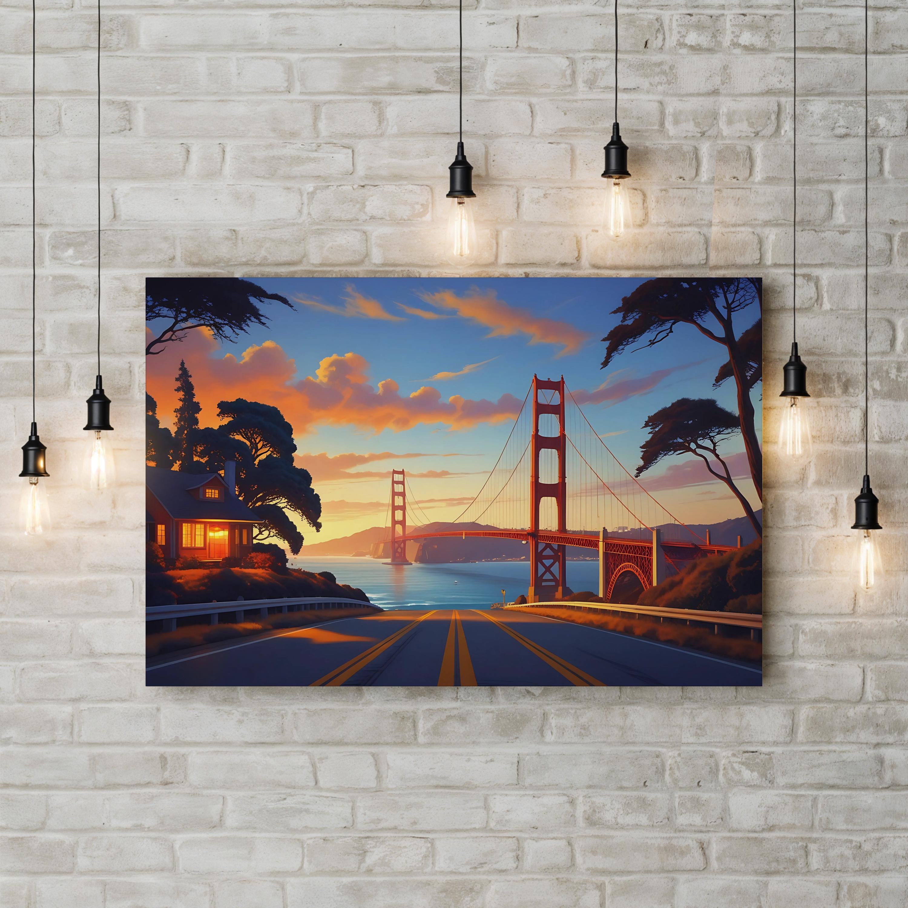 Golden Sunset Coastal Road – Vintage Photography Wall Art | Landscape Canvas Print