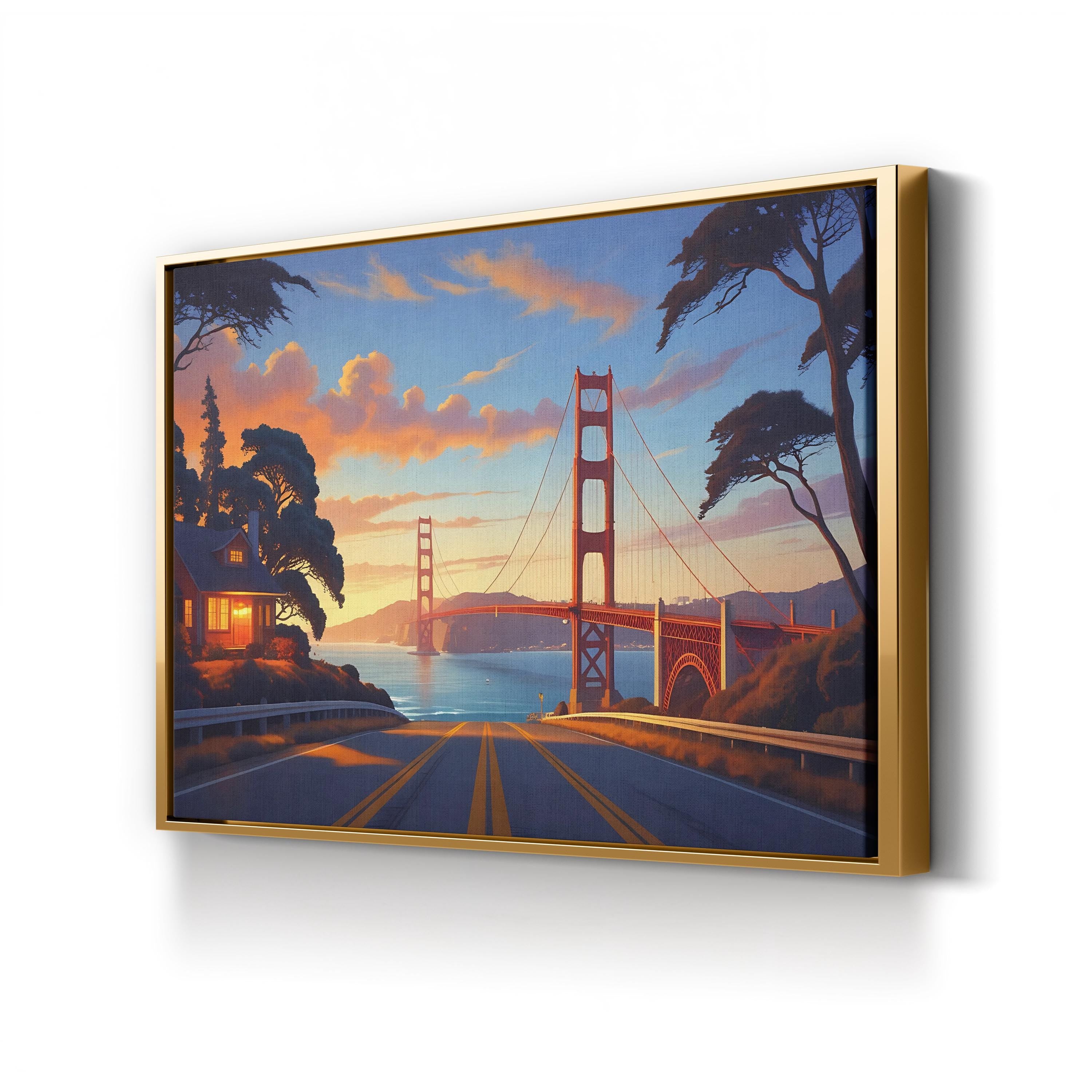 Golden Sunset Coastal Road – Vintage Photography Wall Art | Landscape Canvas Print